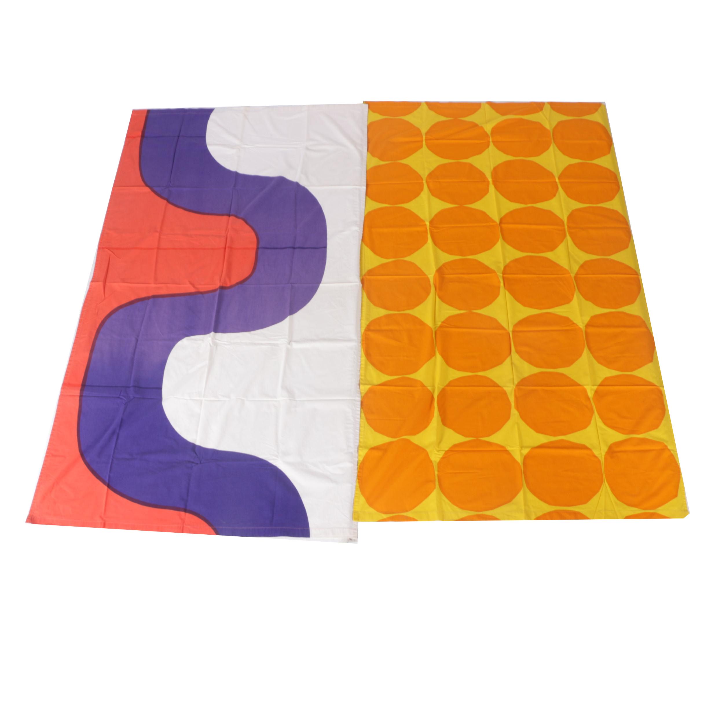 1970s Vintage Curtain Panels Including Marimekko Finnish Maija Isola Kivet Panel