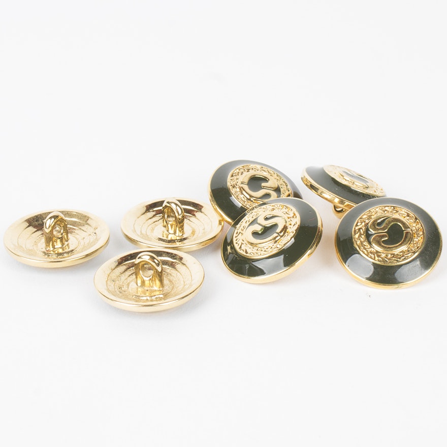 St. John Gold Tone and Enameled Logo Buttons