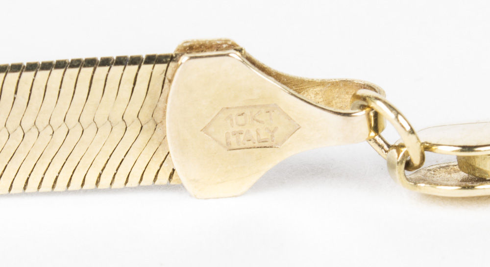 10K Yellow Gold Necklace and Blue Topaz and Diamond Earrings