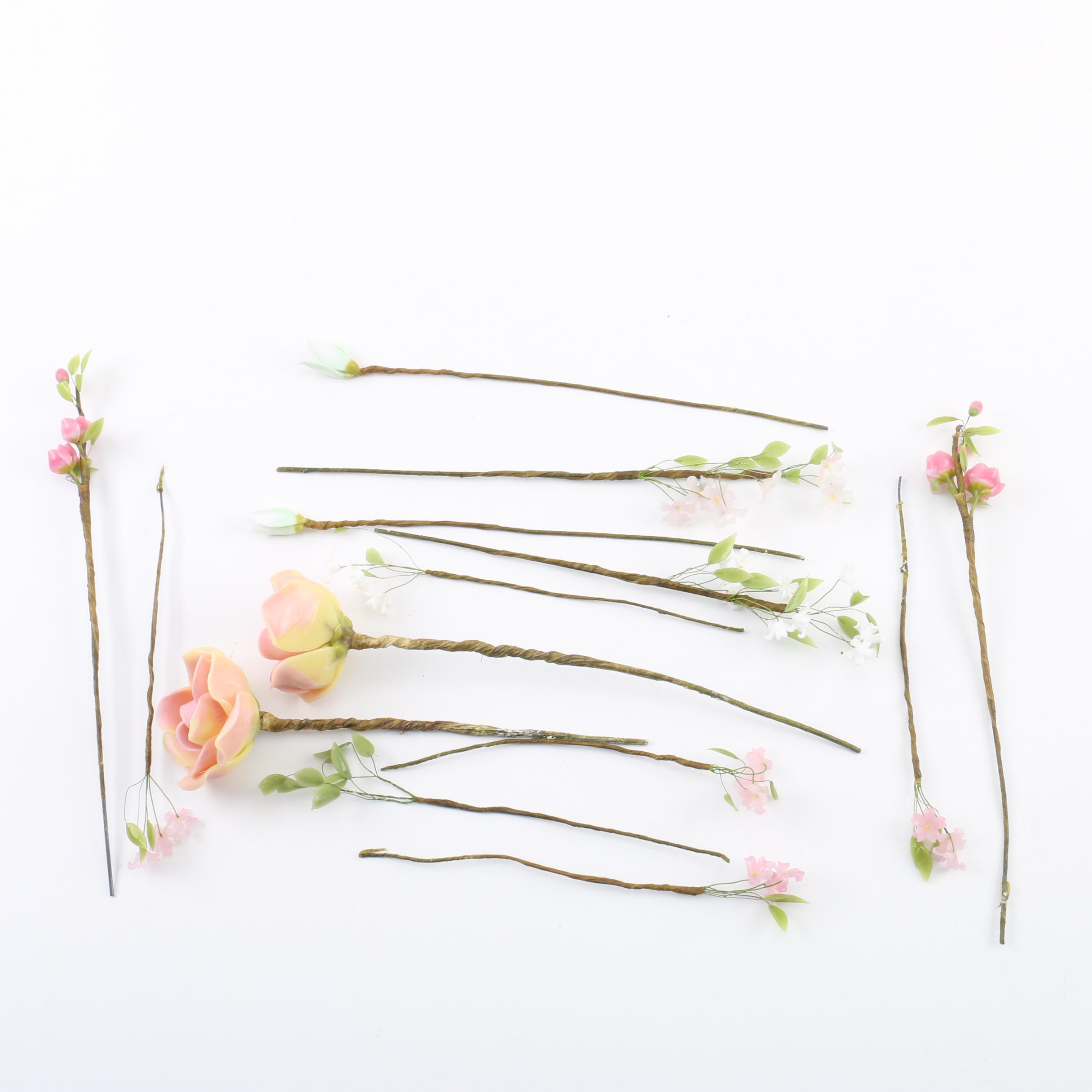 Glass Flowers On Wire Stems