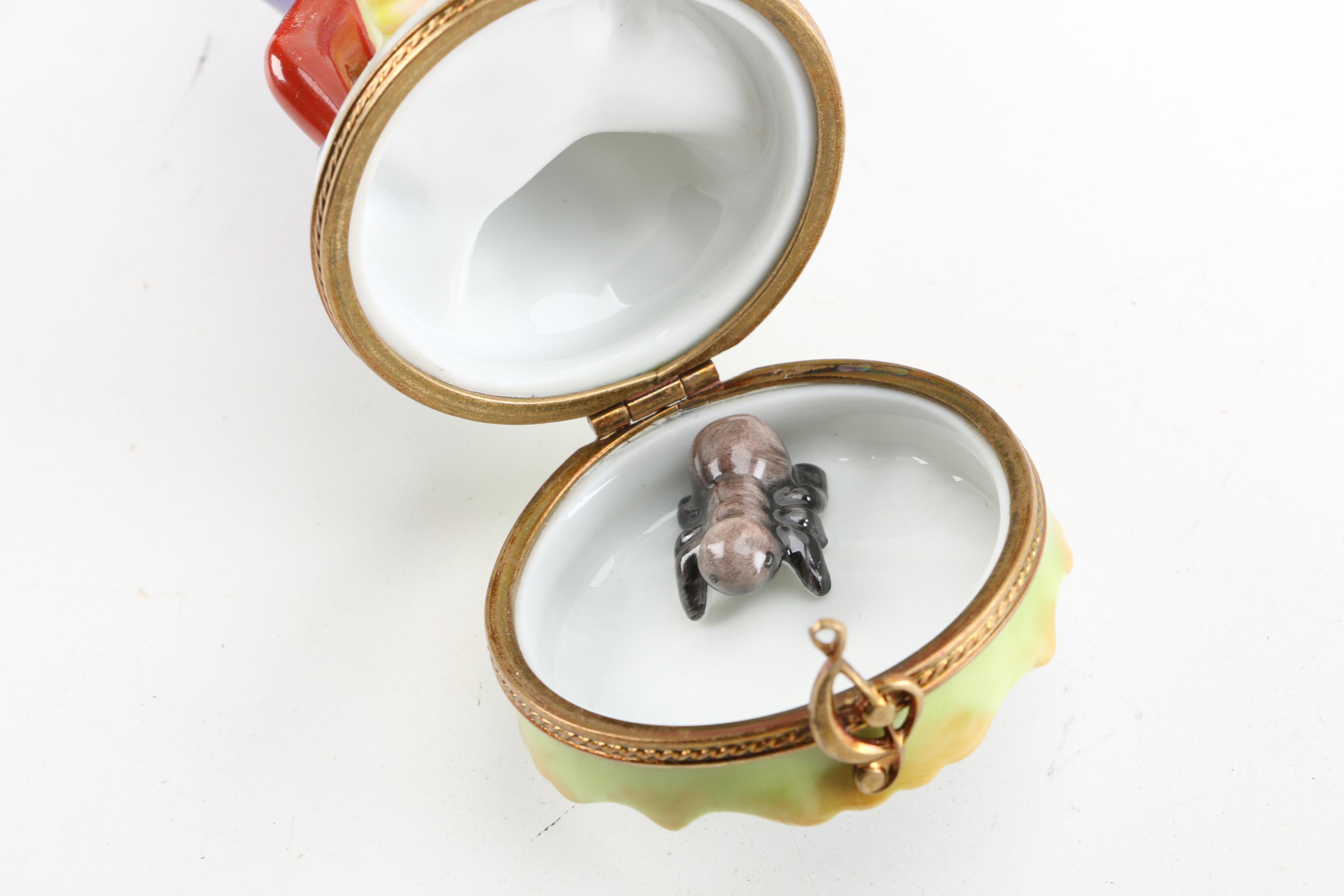 Limoges Violin Playing Cricket Trinket Box