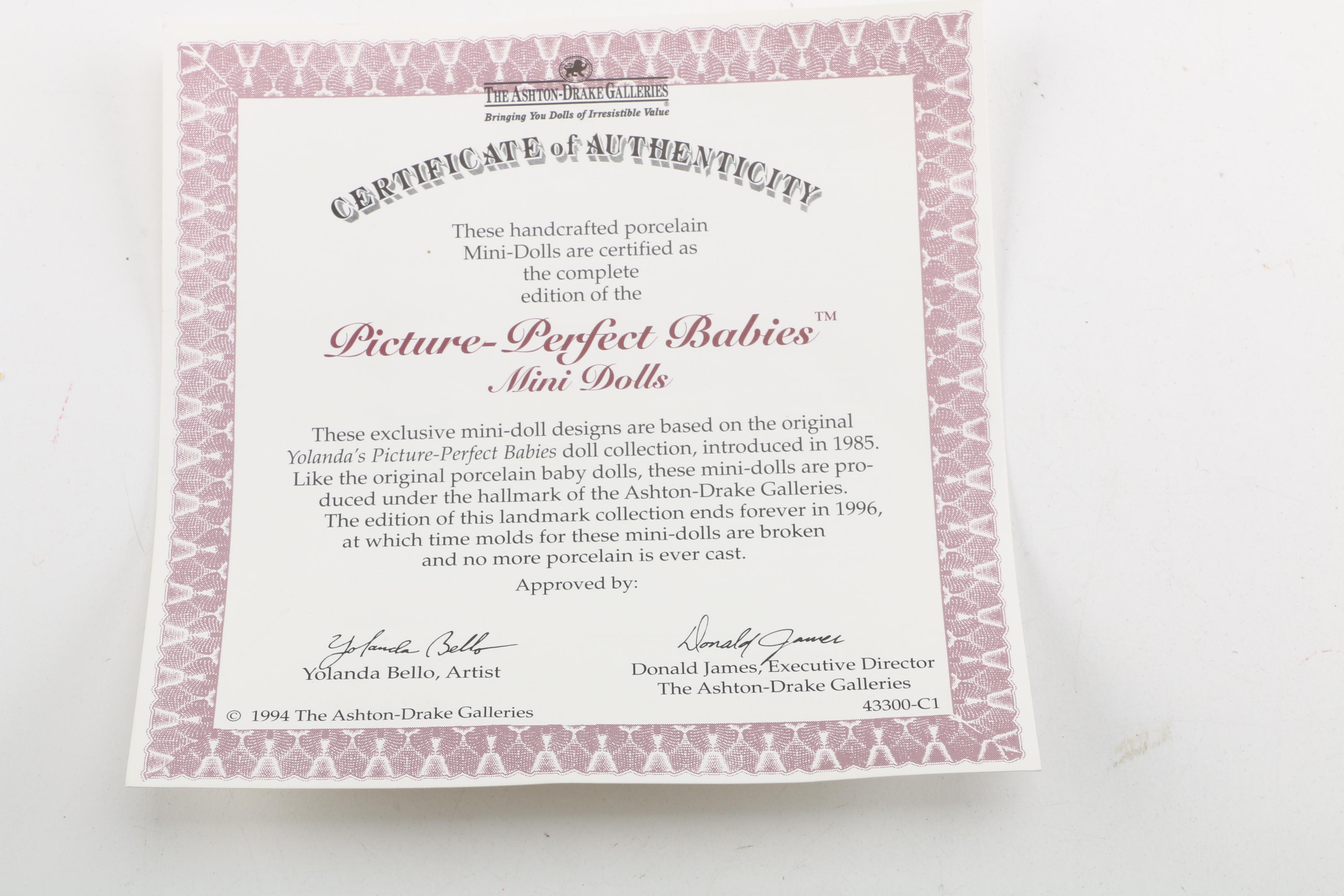 Yolanda Bello Signed "Picture-Perfect Babies" Porcelain Dolls