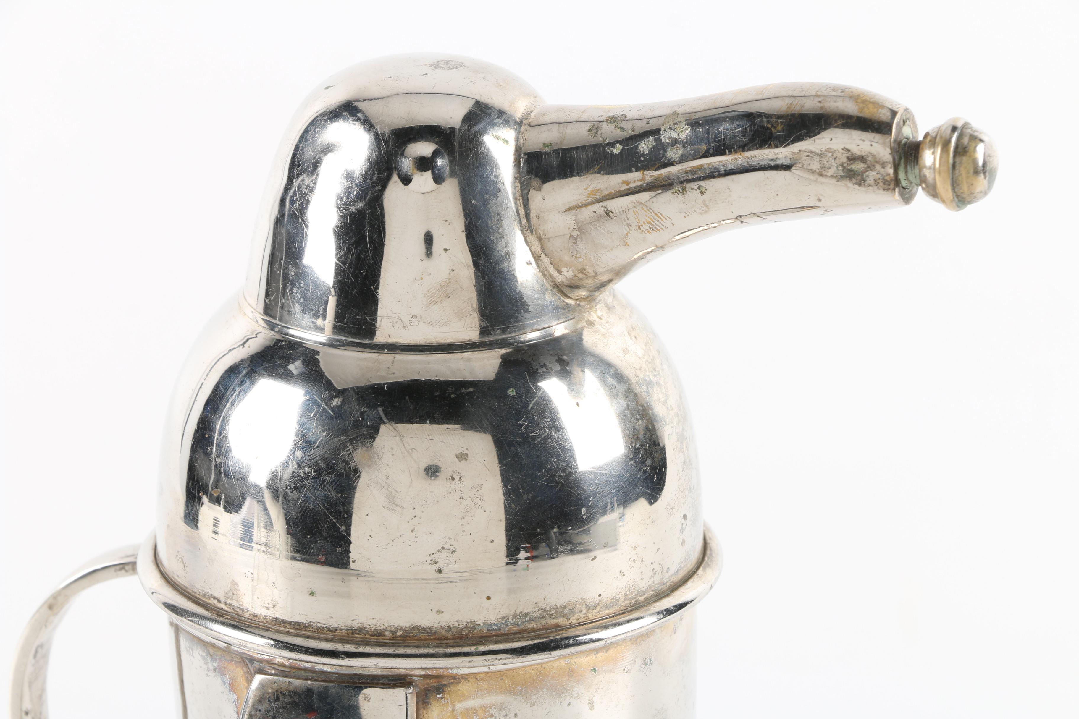 Penguin-Shaped Silver Plate Cocktail Shaker