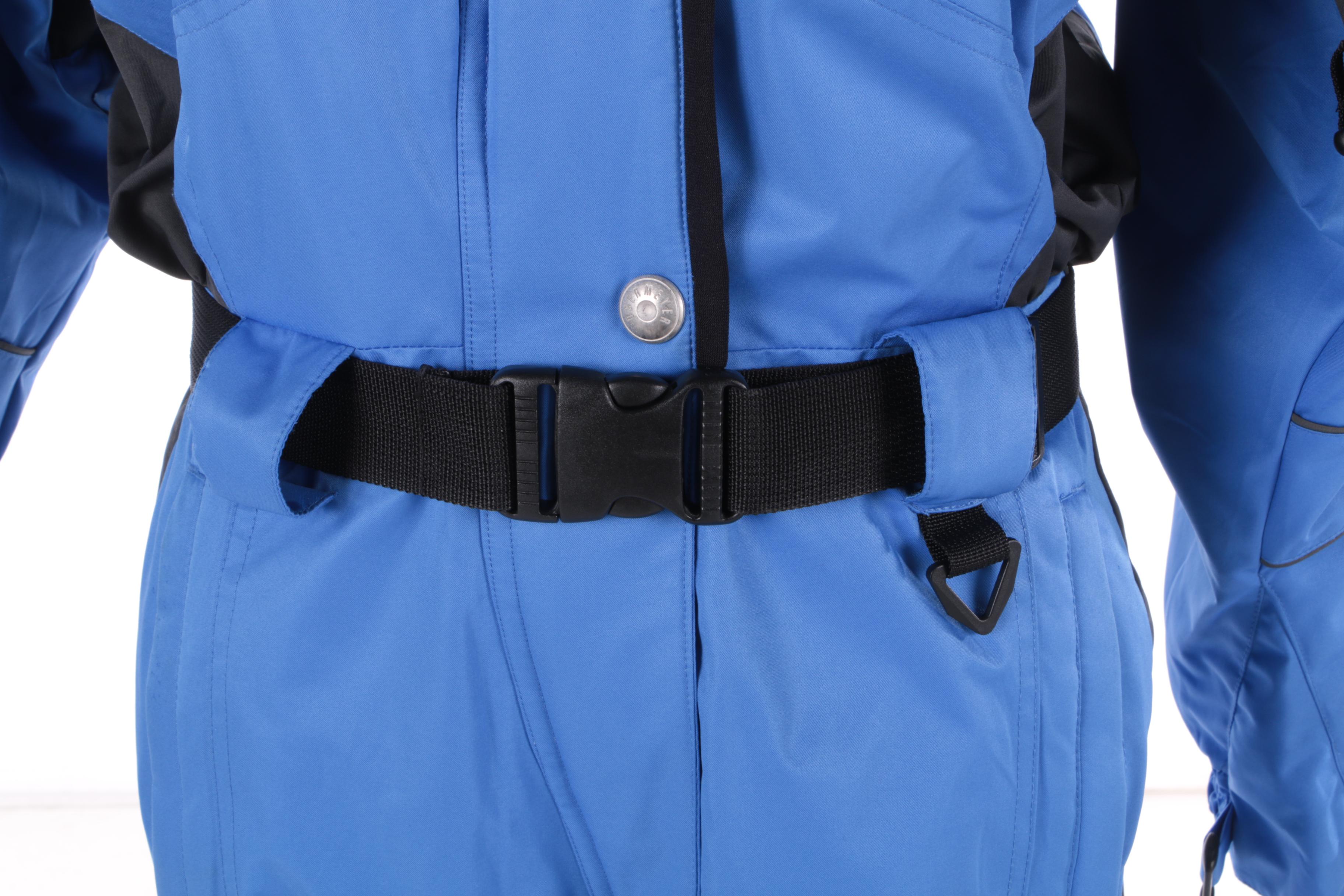 Women's Obermeyer Blue and Black Nylon Ski Suit with Removable Hood