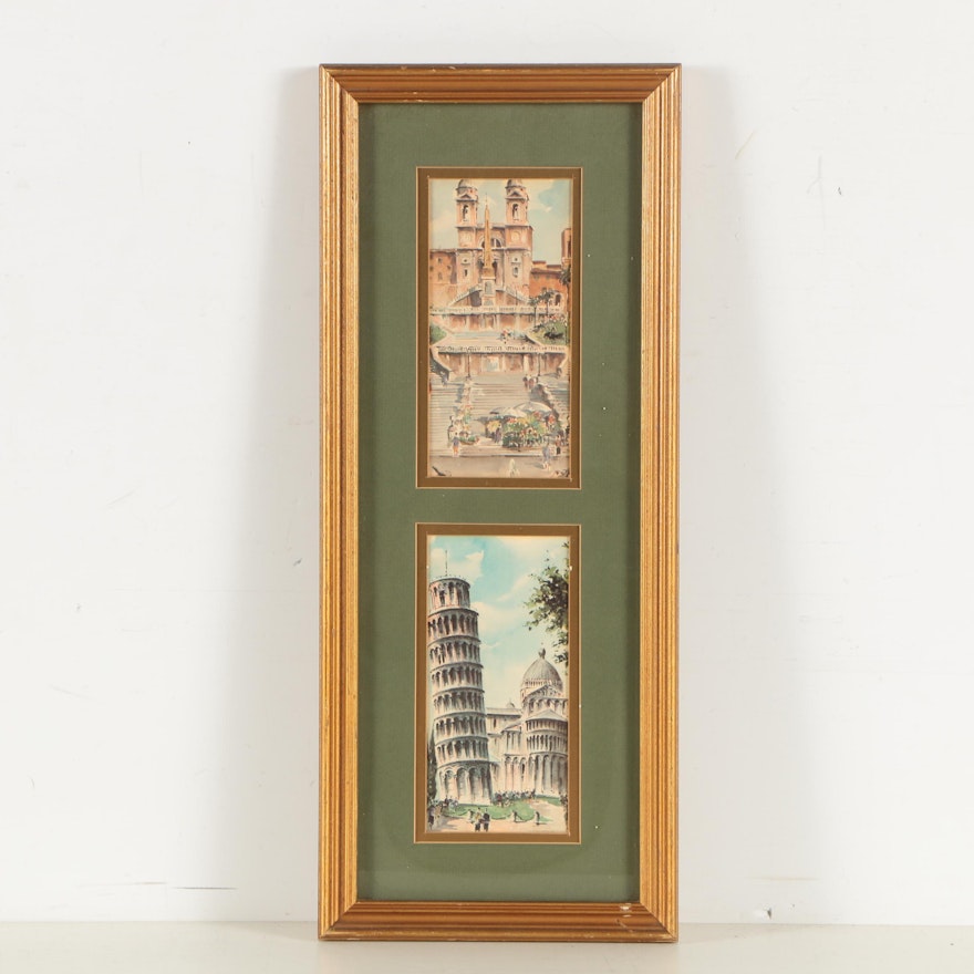 Offset Lithographs After Paintings of Italian Architecture
