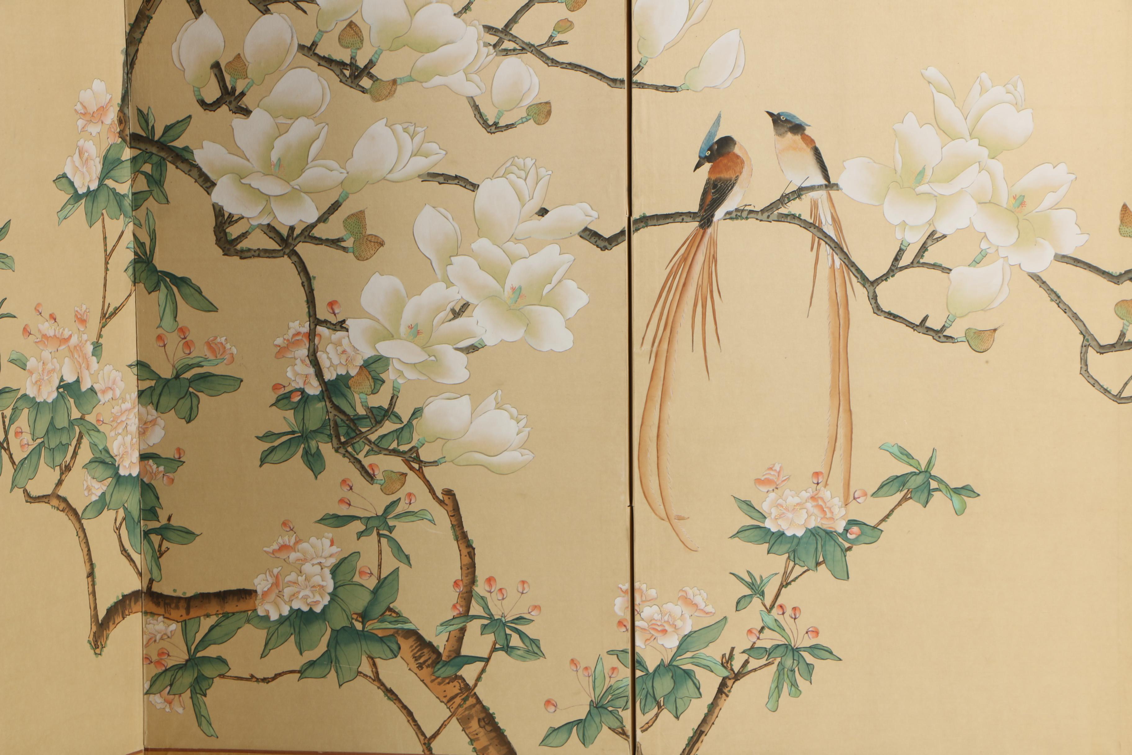 Chinese Gouache Painted Screen