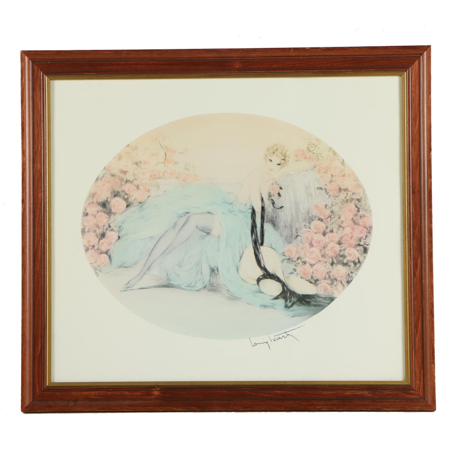 After Louis Icart Offset Lithograph Print "La Belle Rose"