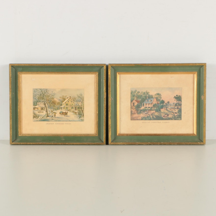 Currier & Ives Offset Lithographs from "American Homestead" Series