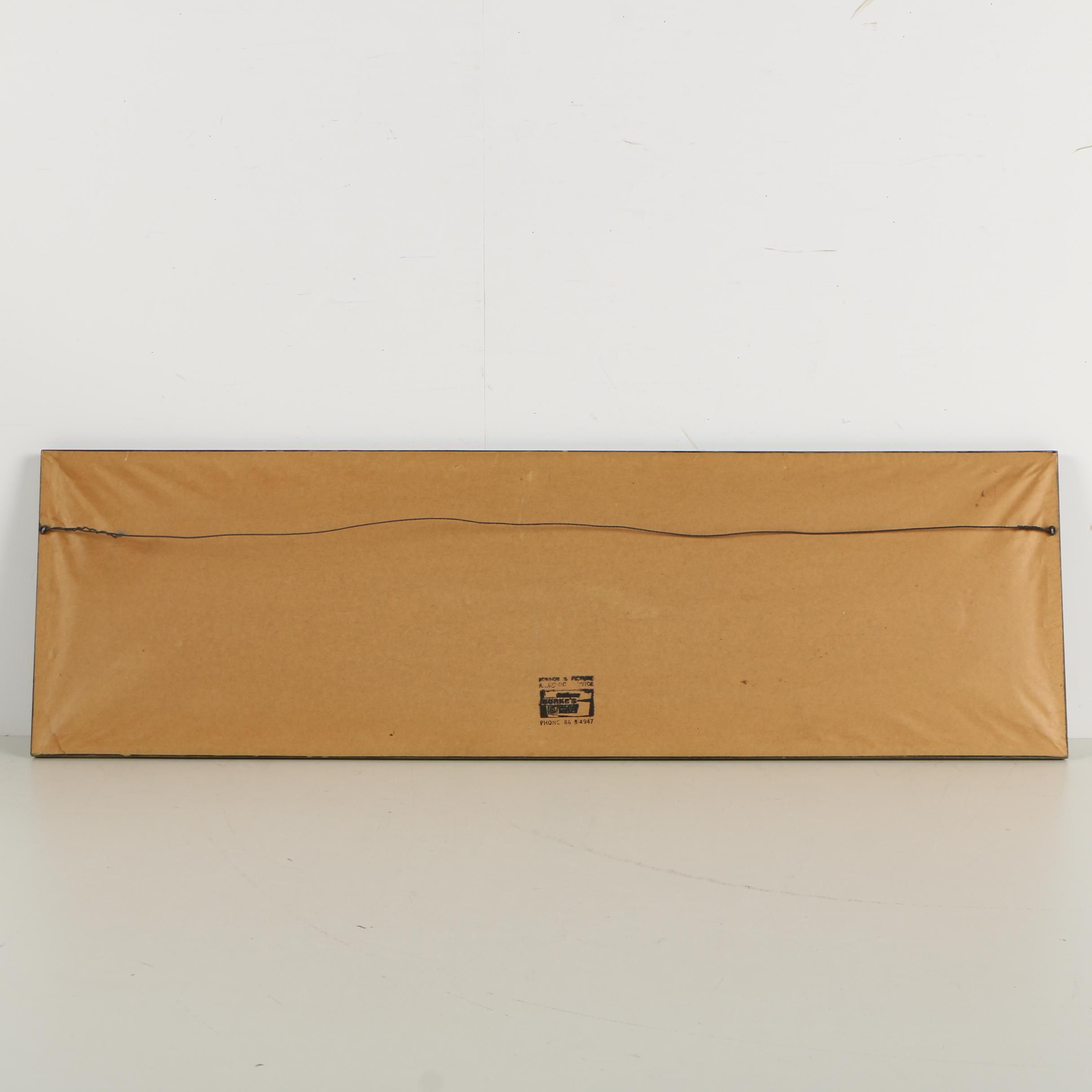 Framed Folk Art Embroidered Textile