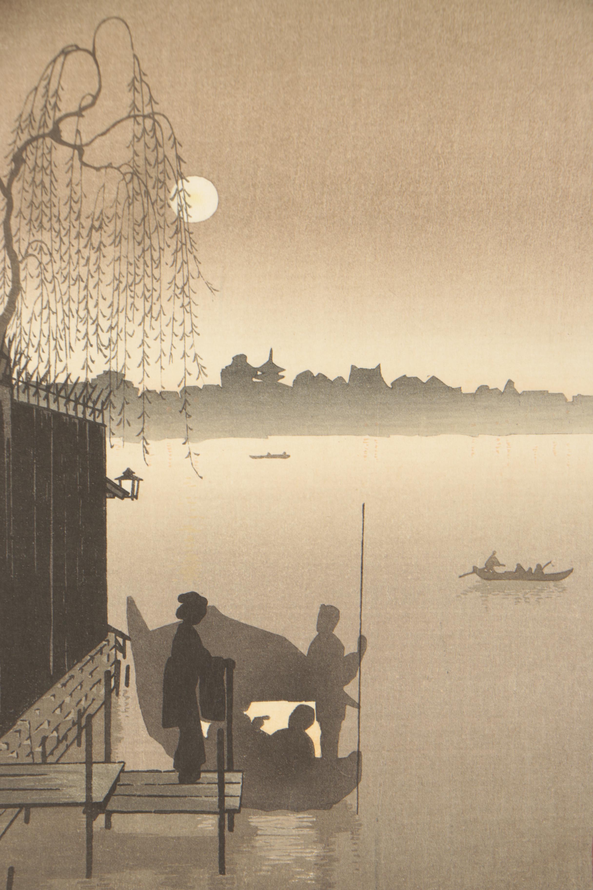 Woodblock Print After Kobayashi Eijiro "Evening Cool on Sumida"
