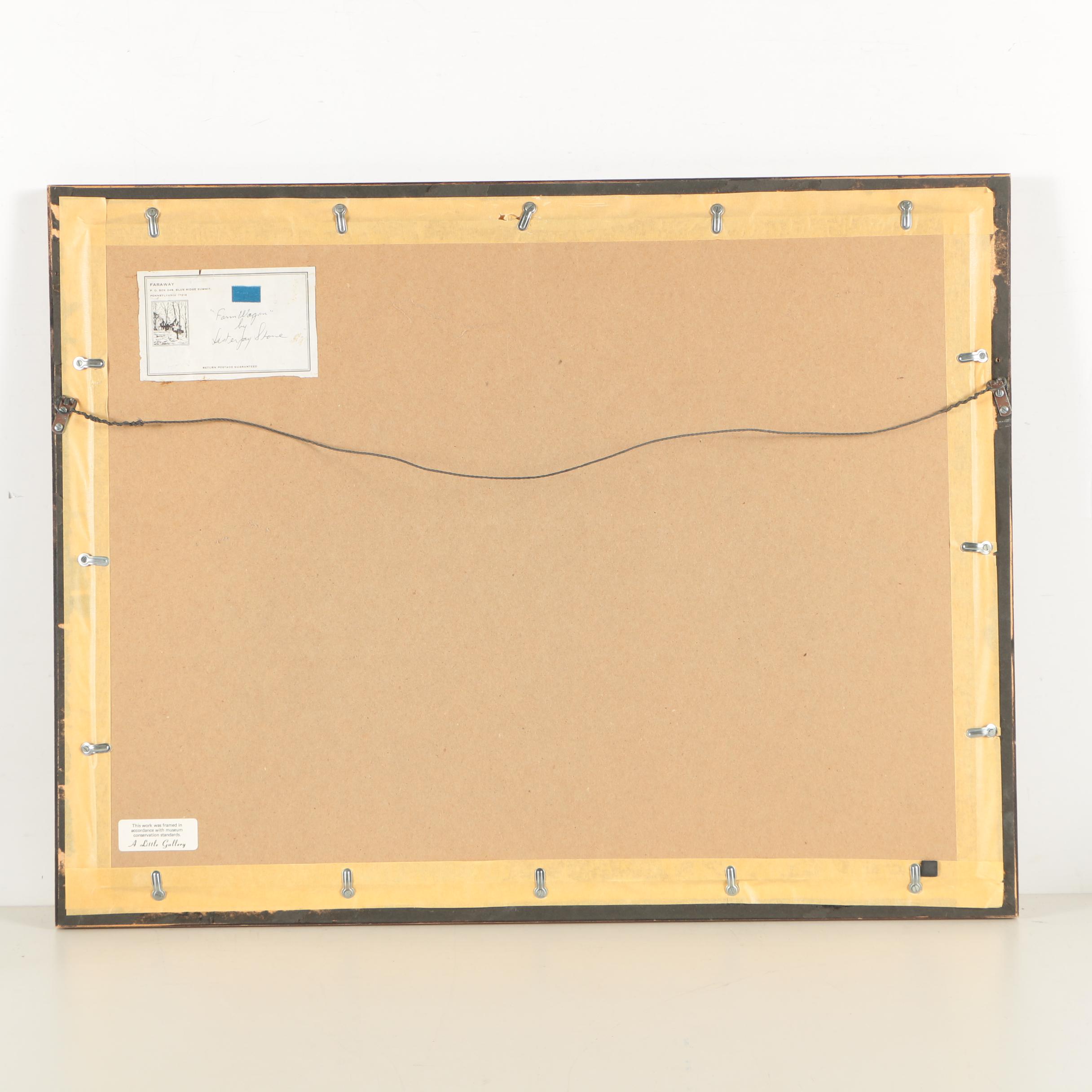 1978 Lester Jay Stone Watercolor Painting "Farm Wagon"