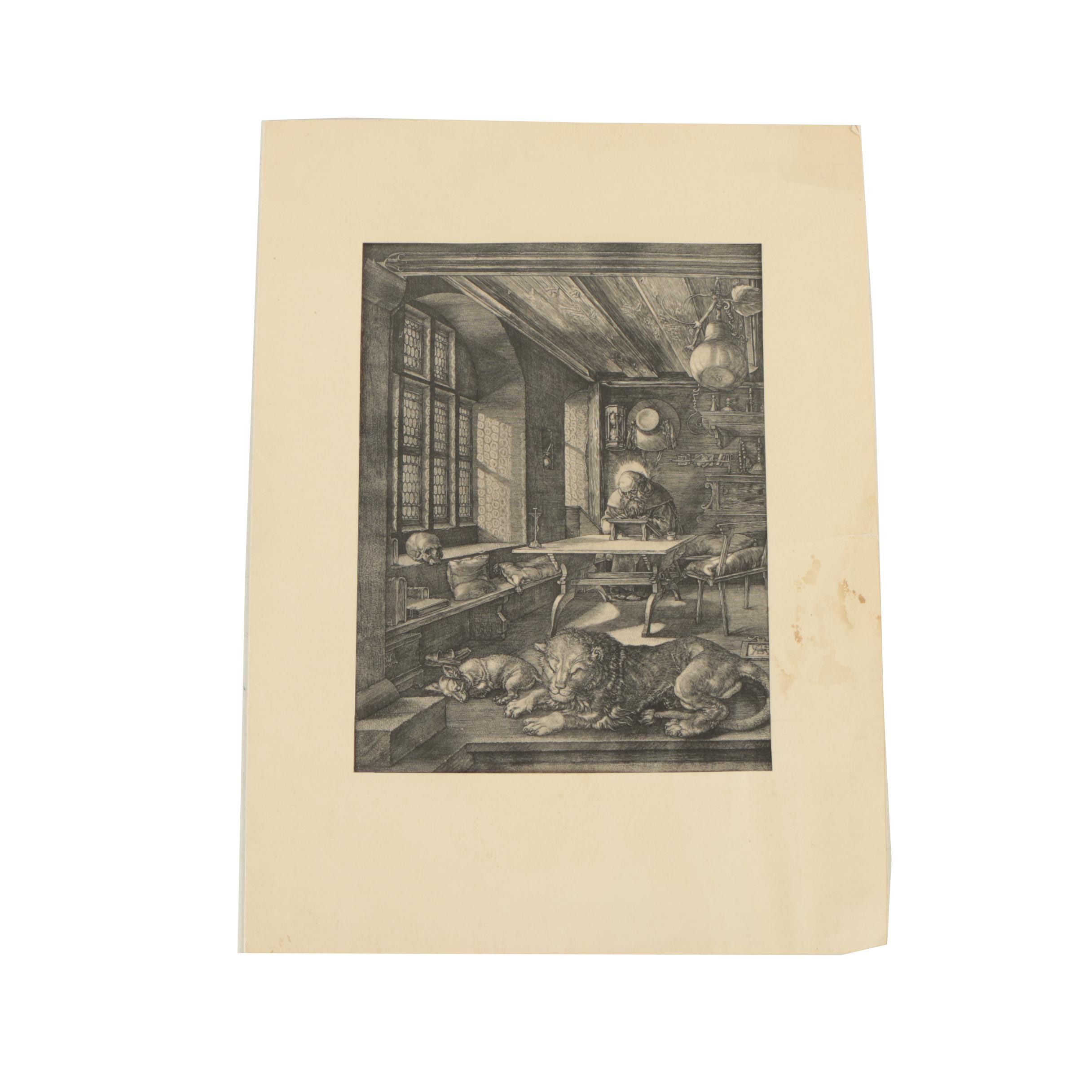 Lithograph Print After Albrecht Dürer "Saint Jerome in His Study"