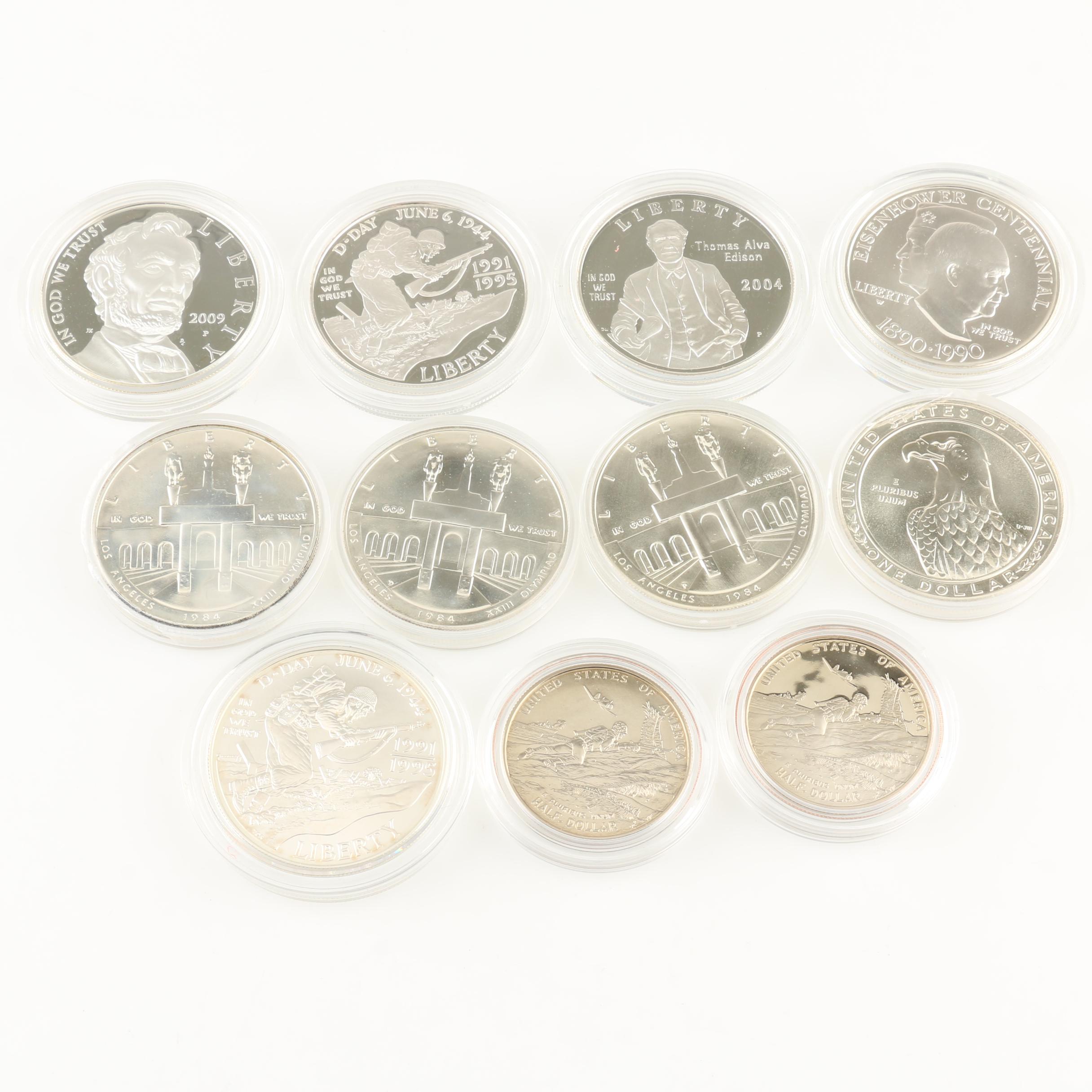 Seven U.S. Mint Modern Commemorative Silver Coin Sets