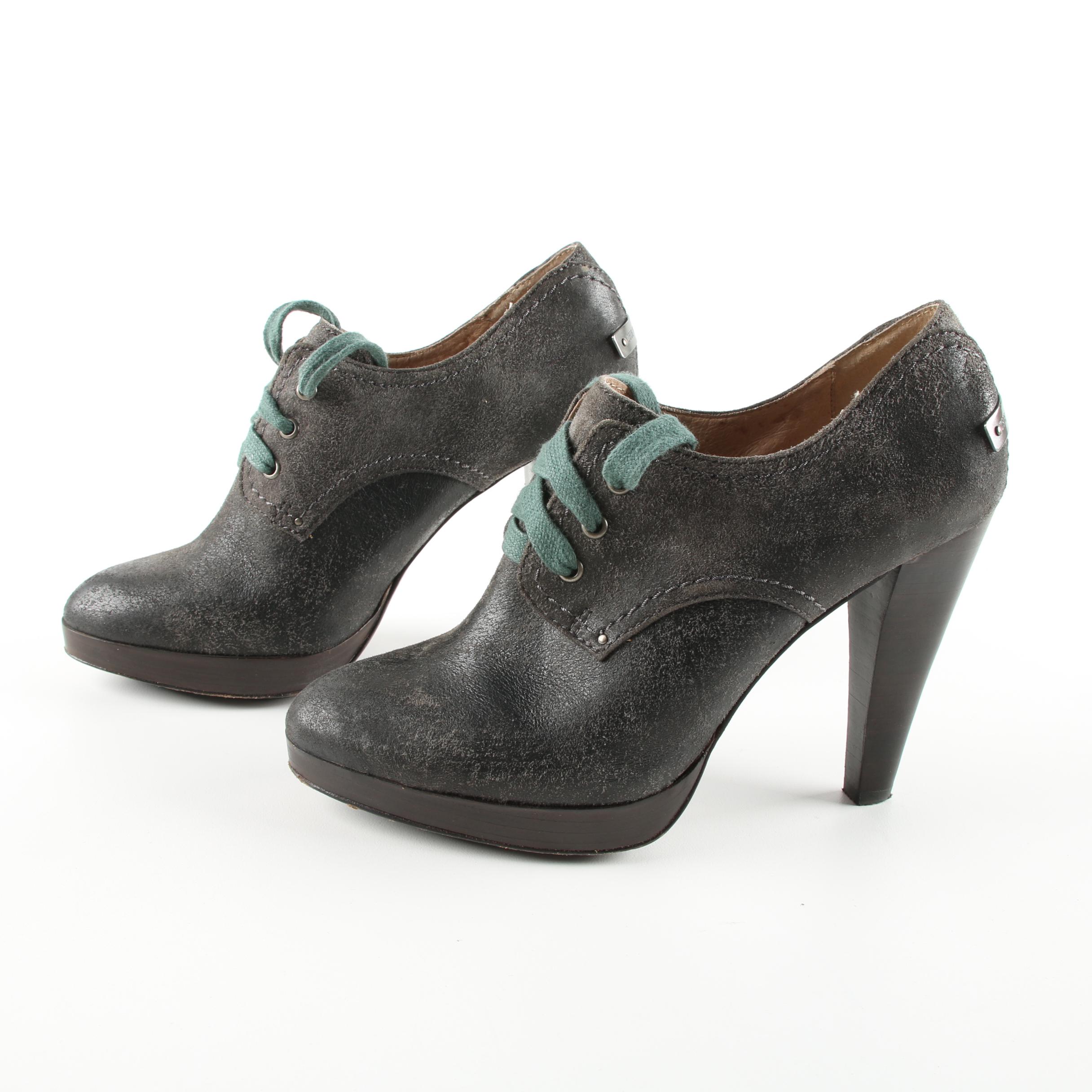 Frye Harlow Black Suede Oxford Bootie