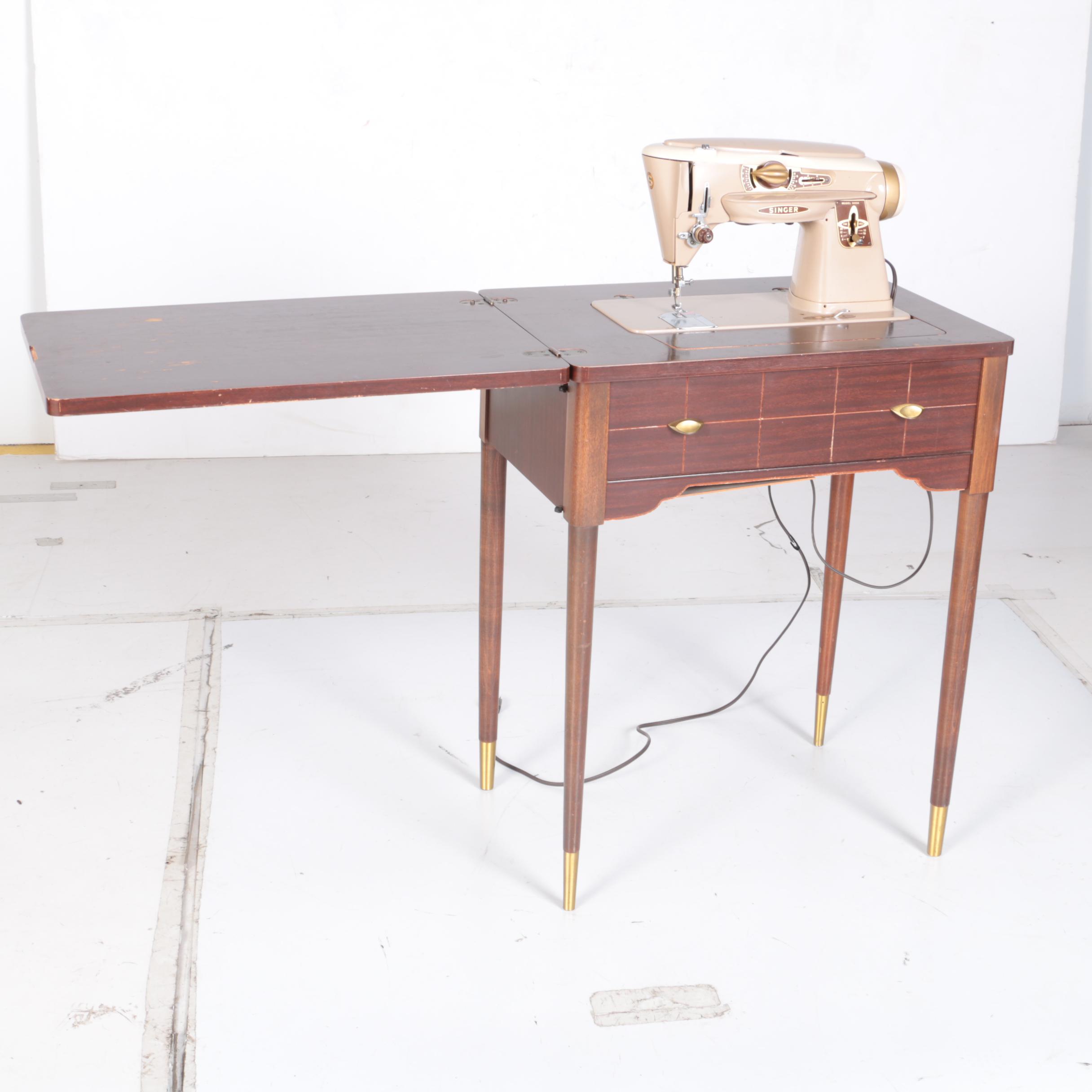 Vintage Singer 500A Sewing Machine and Table