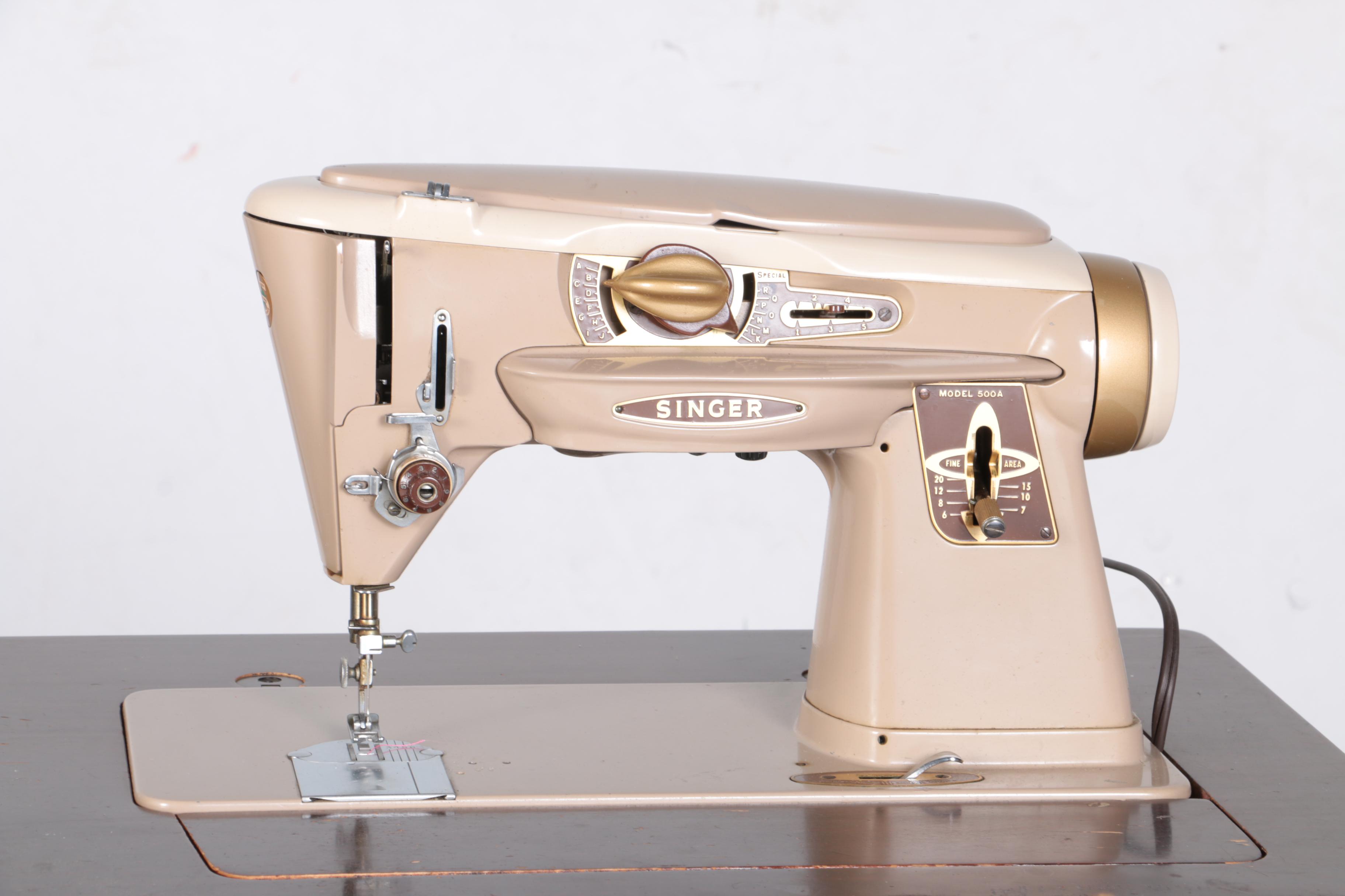 Vintage Singer 500A Sewing Machine and Table