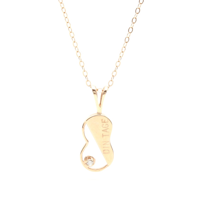 10K Yellow Gold Diamond Pendant Necklace