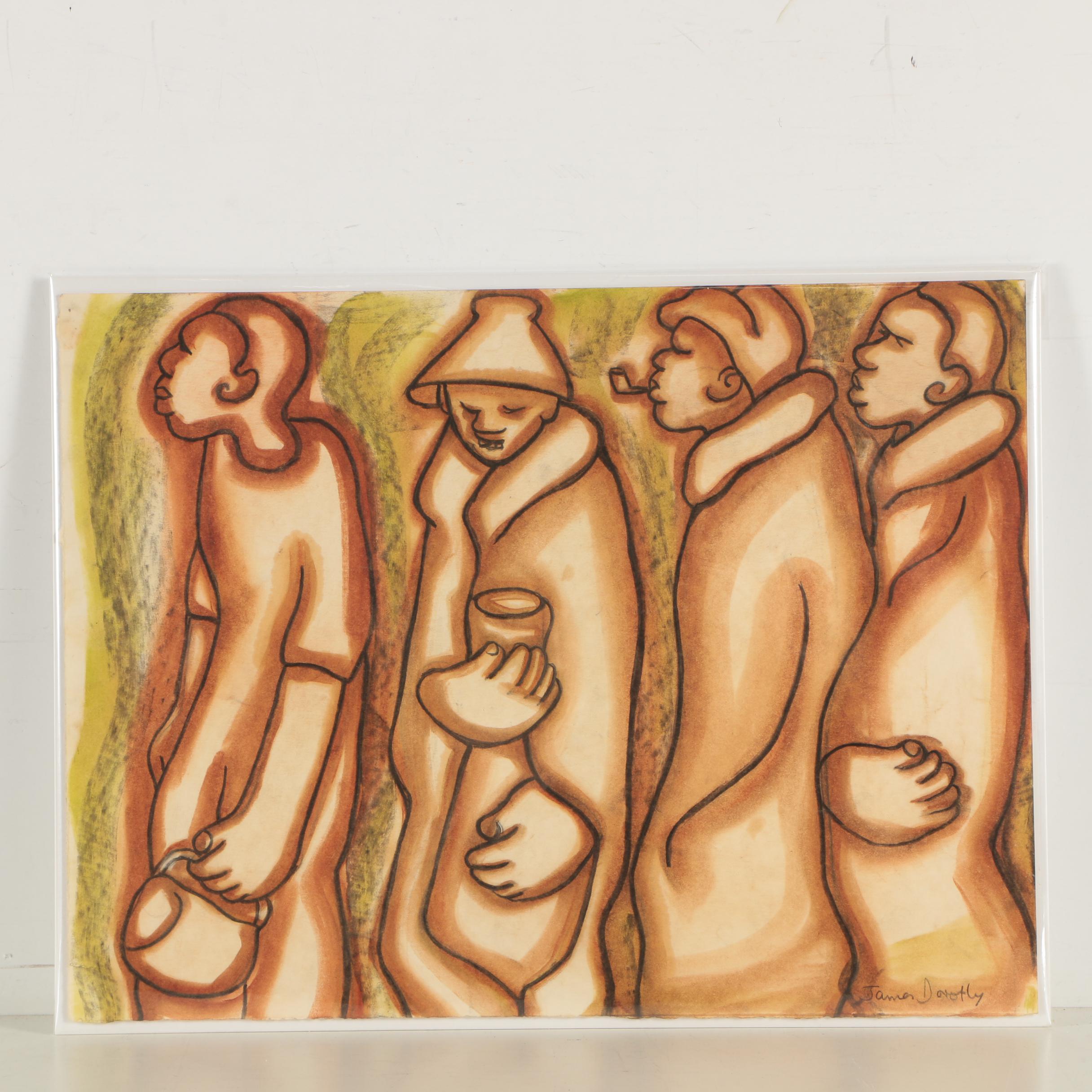 James Dorothy Ink & Watercolor