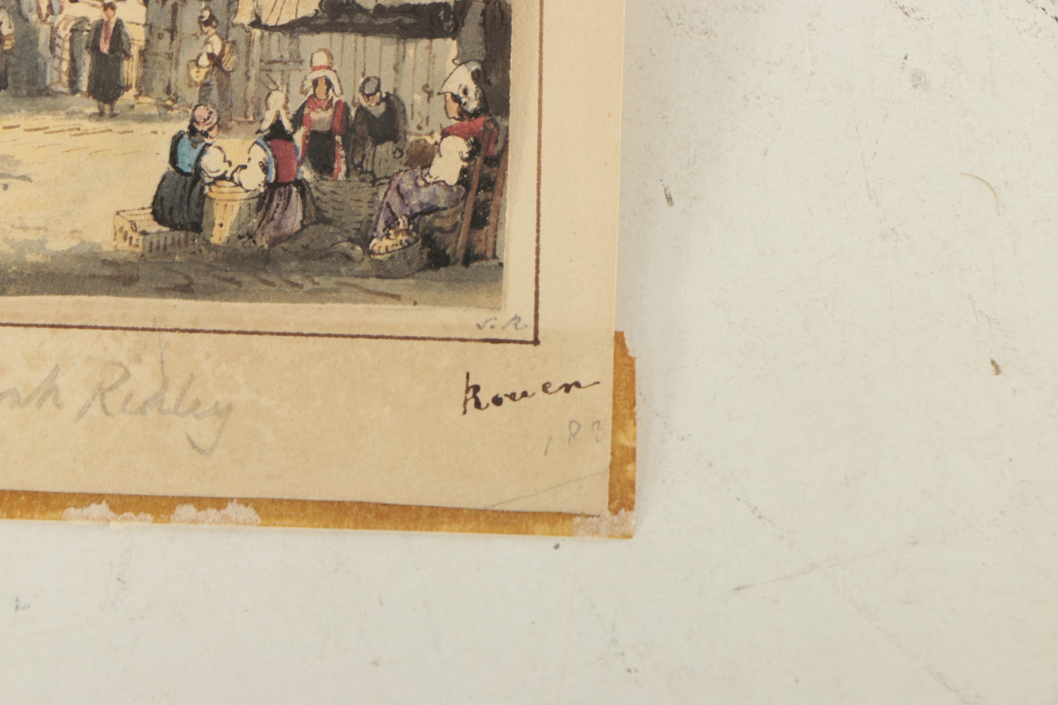 Sarah Ridley Antique Ink and Watercolor Painting "Rouen"