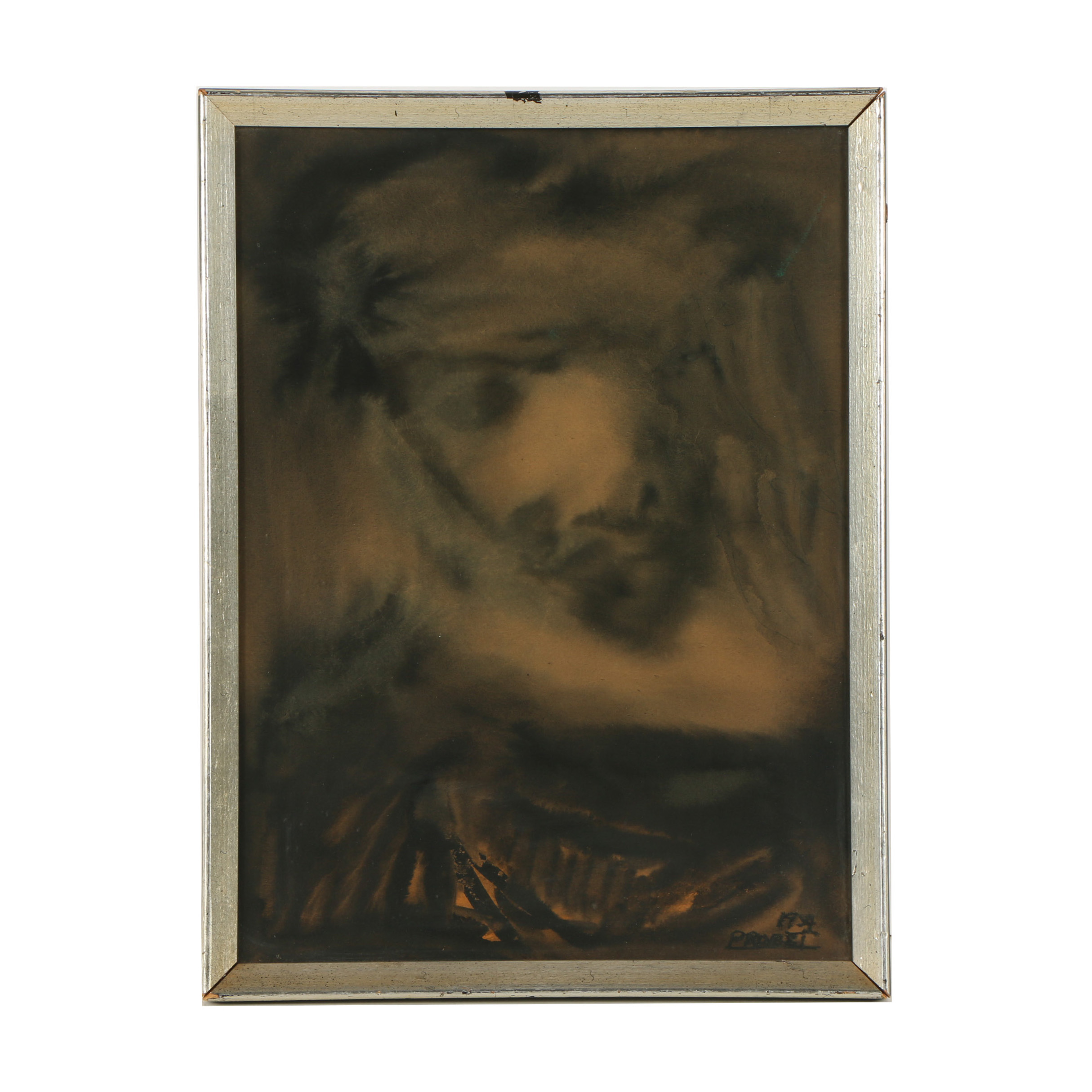 Joachim Probst Ink Painting "Christ in Profile"