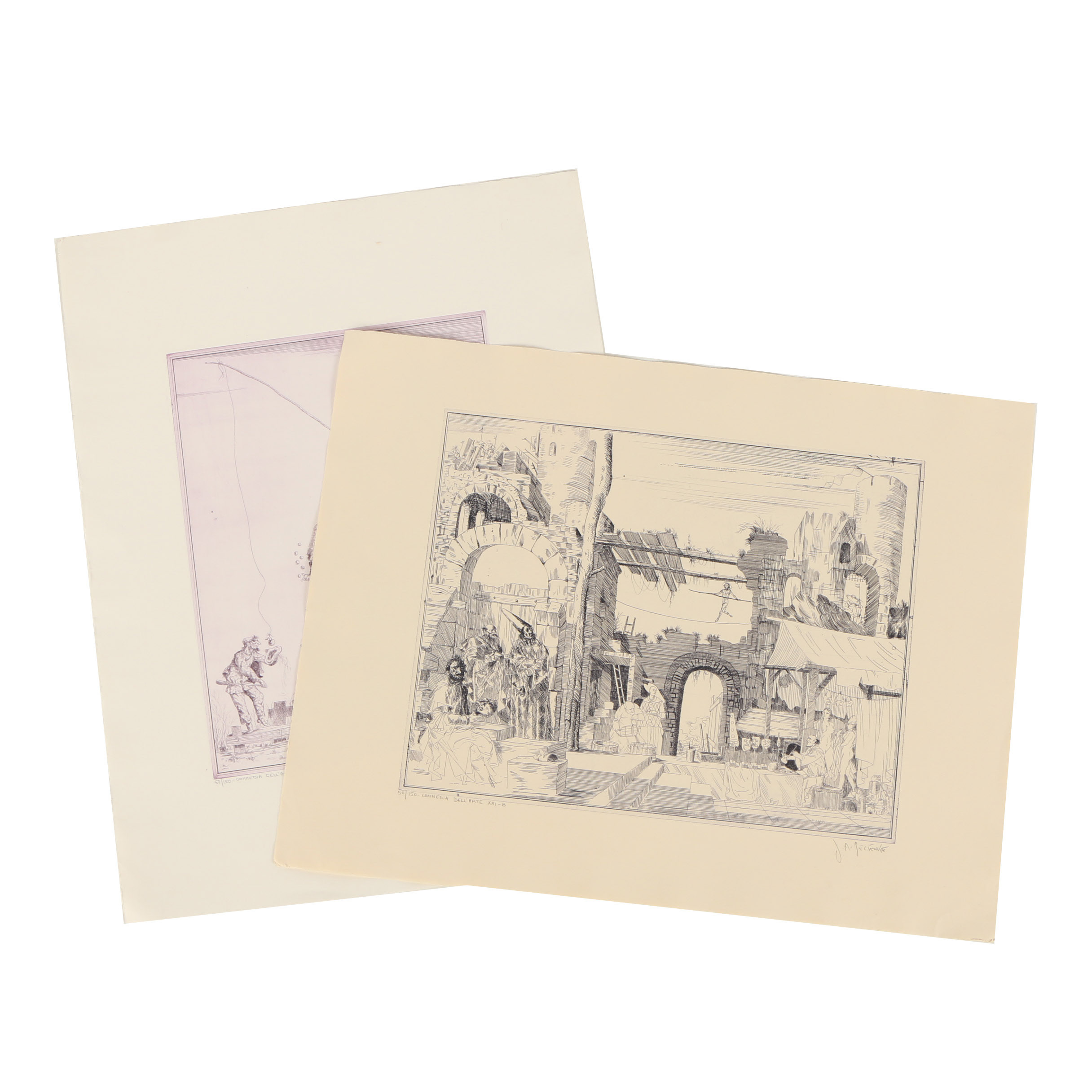 Joe Pescenke Etchings "Commedia dell'Arte"