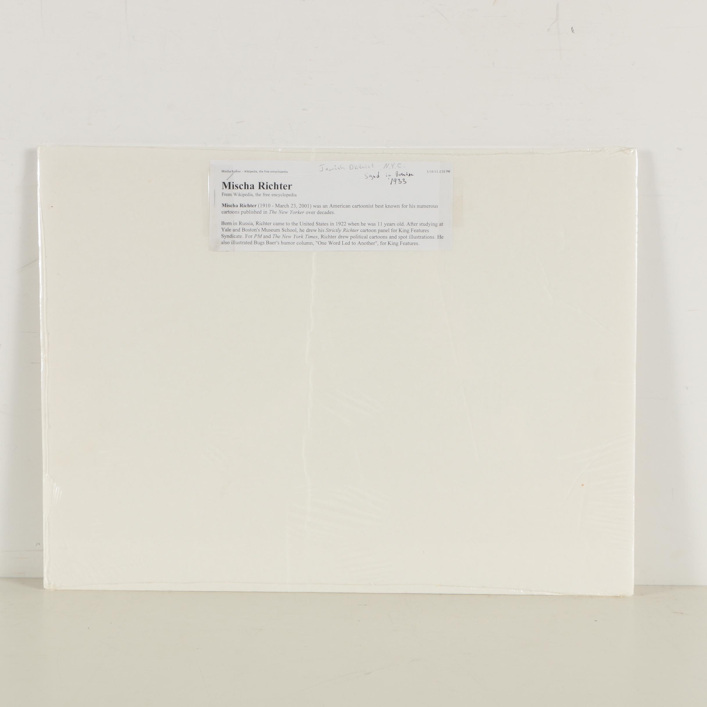 Ink Drawing Attributed to Mischa Richter "Jewish District, N.Y.C."