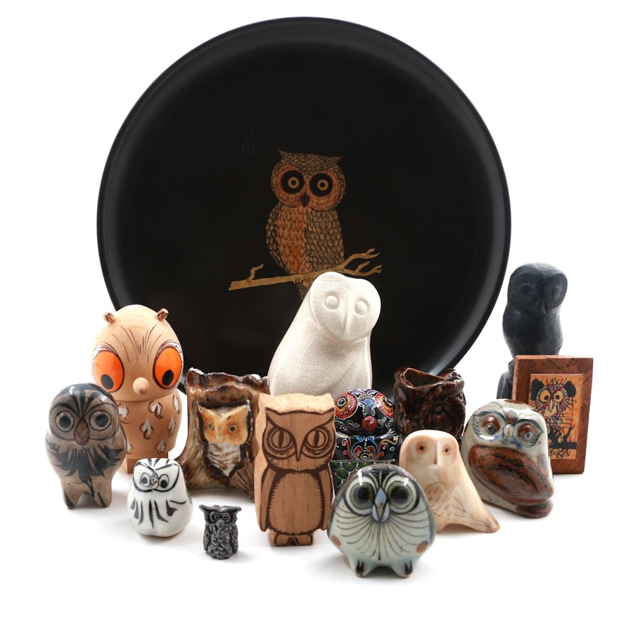 Assortment of Owl Figurines and Decor Including Sitka