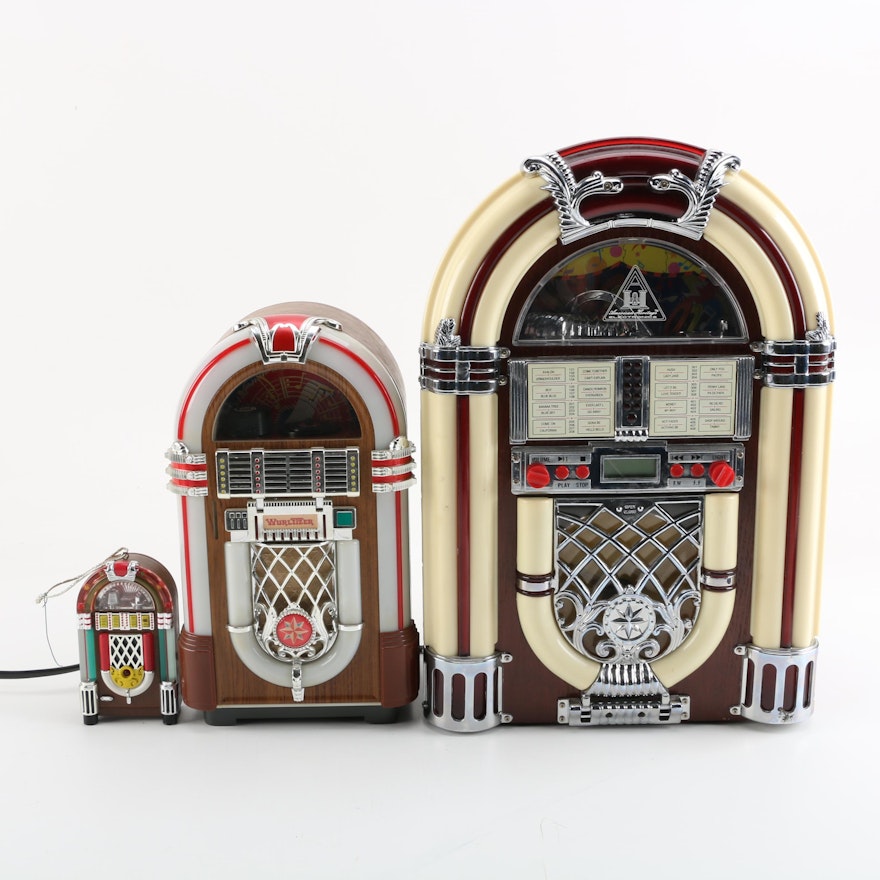 Miniature Juke Box Replicas, Including American Heritage AM/FM/CD Radio