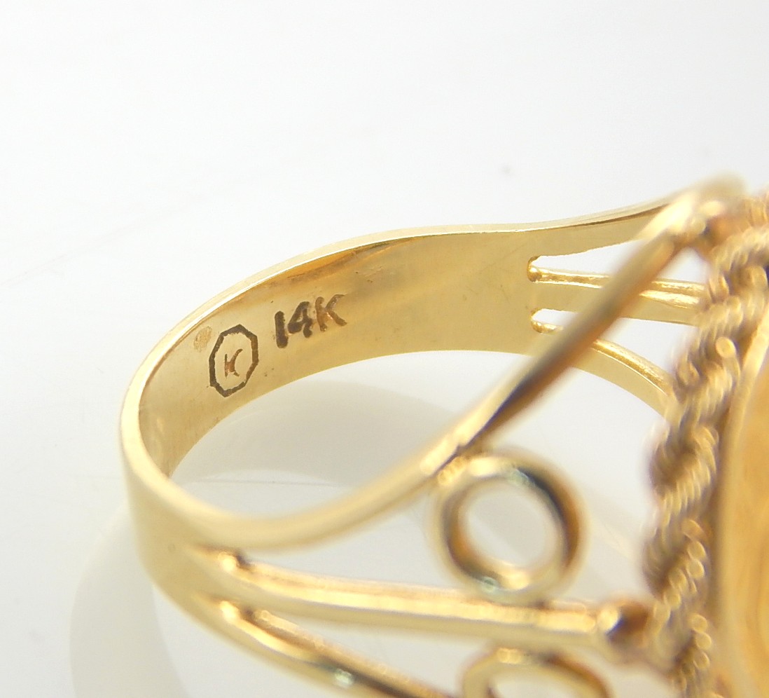 14K Yellow Gold Ring with 1992 China 5 Yuan Gold Panda Coin