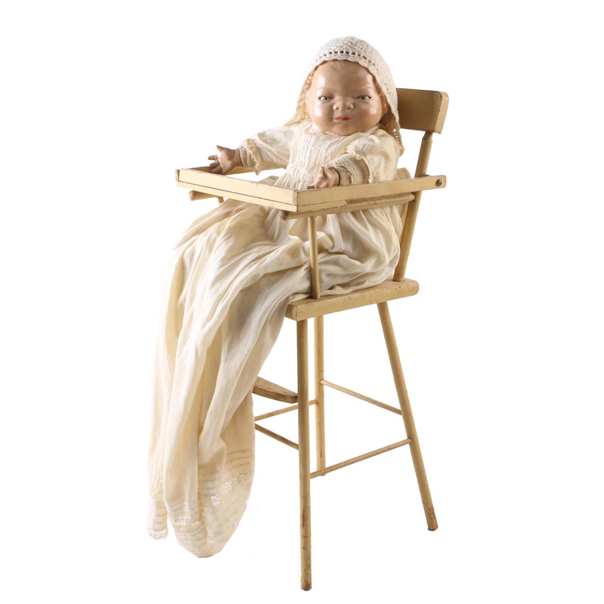 Vintage Doll In High Chair