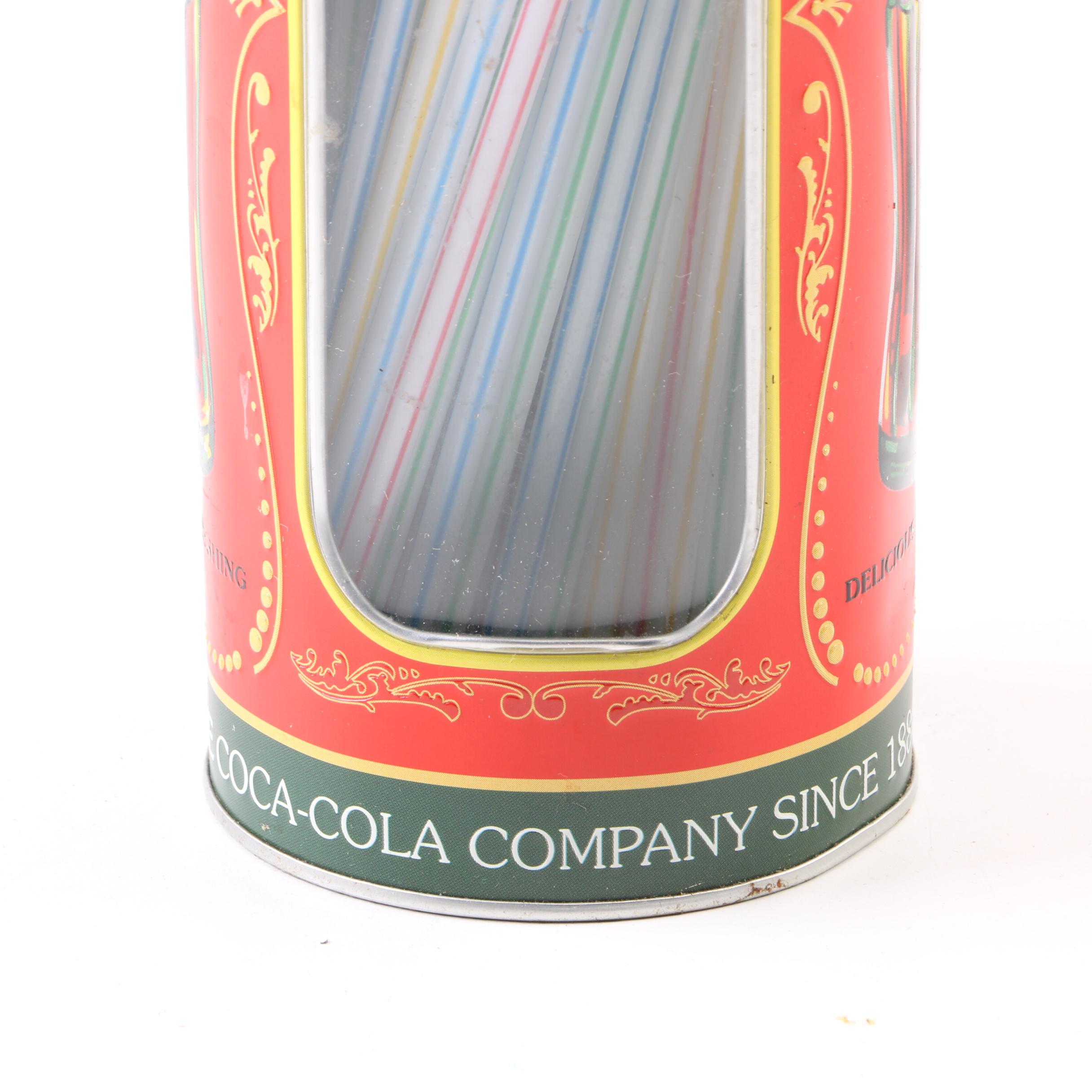 Coca-Cola Metal Straw Dispenser With Straws