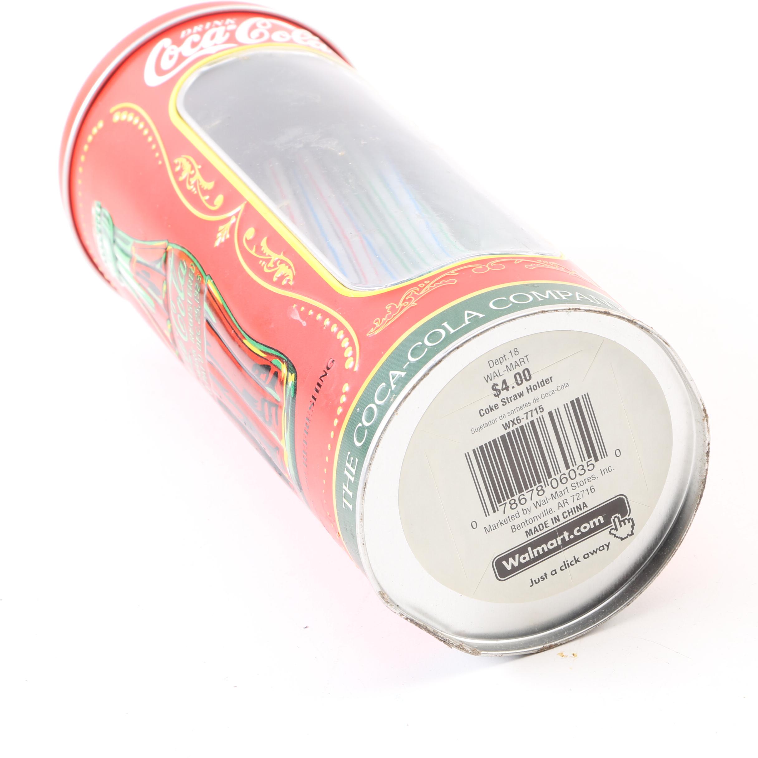 Coca-Cola Metal Straw Dispenser With Straws