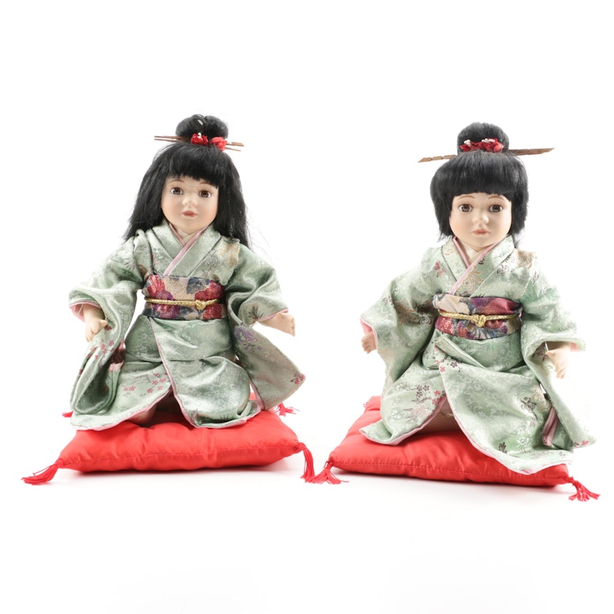 Japanese Inspired Dolls on Pillows