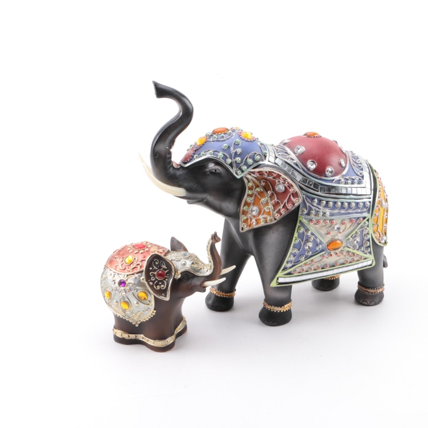 Set of Ornate Embellished Elephants