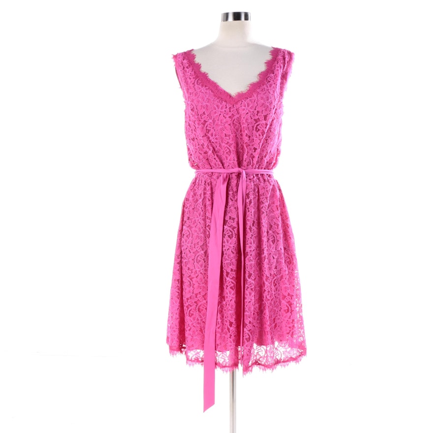 Diane von Furstenberg Luella Pink Lace Sleeveless Dress