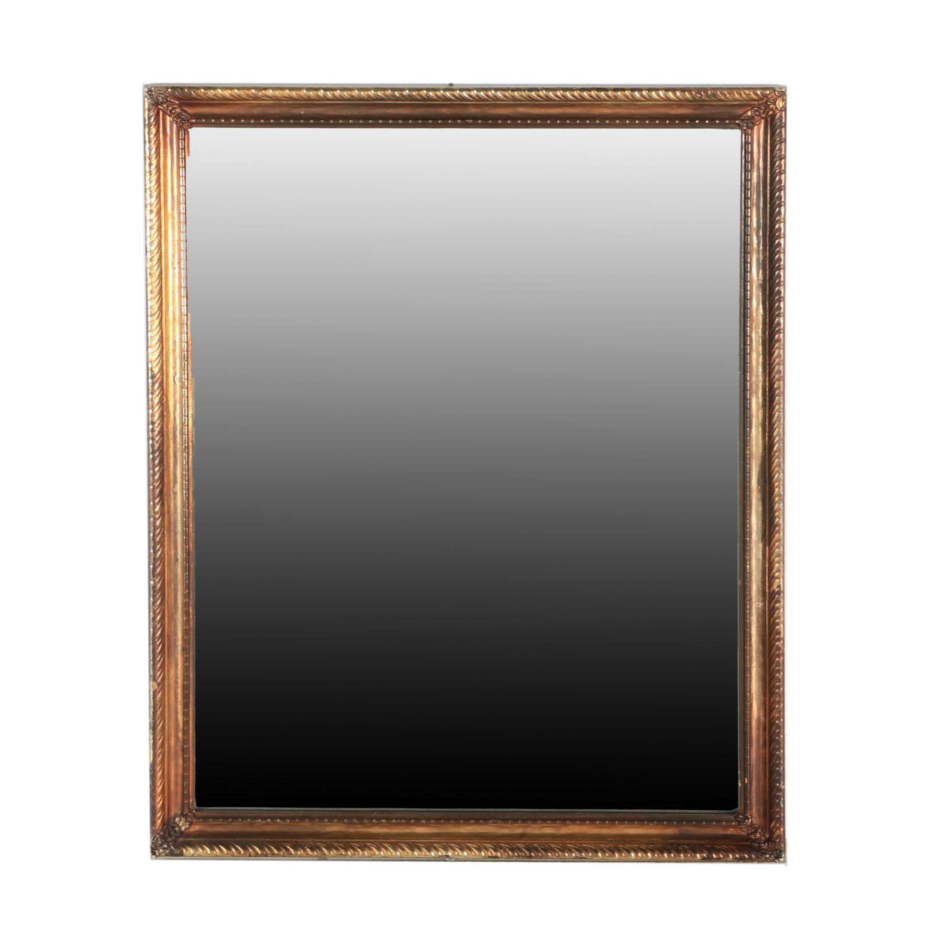 Wood Framed Gold Toned Wall Mirror