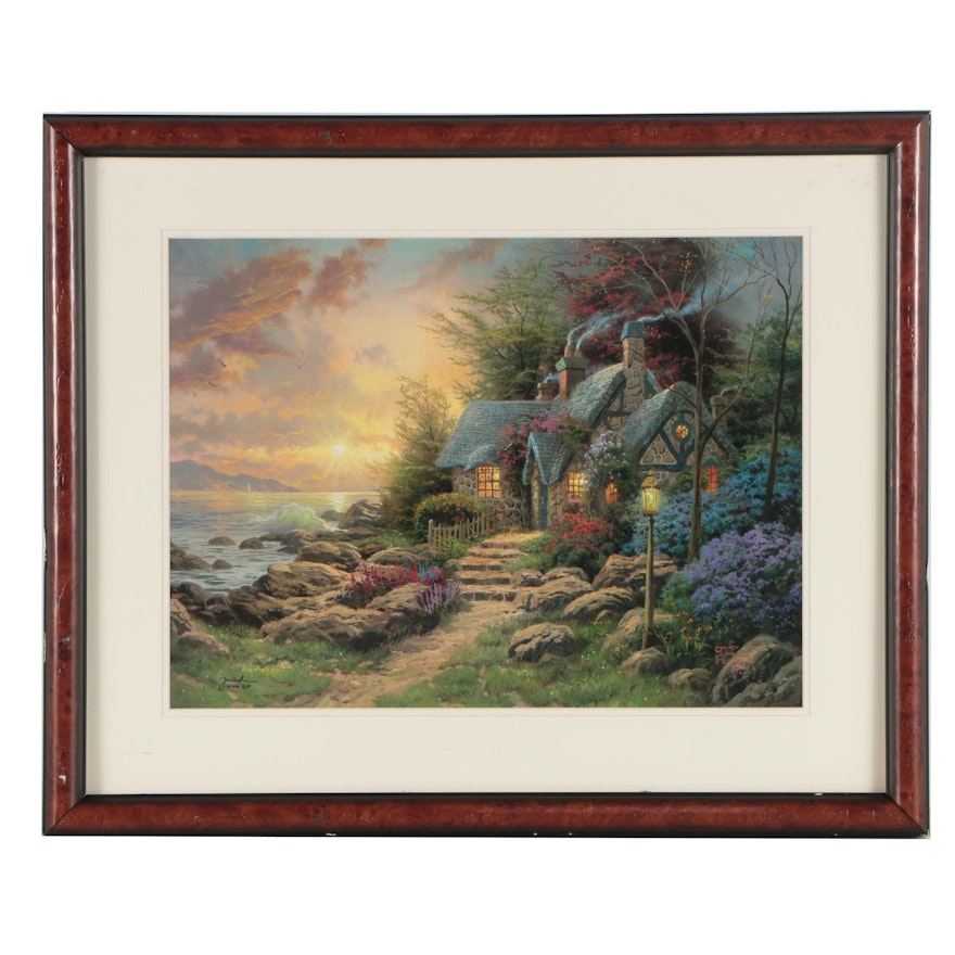 Limited Edition Offset Lithograph Print After Thomas Kinkade "Seaside Hideaway"