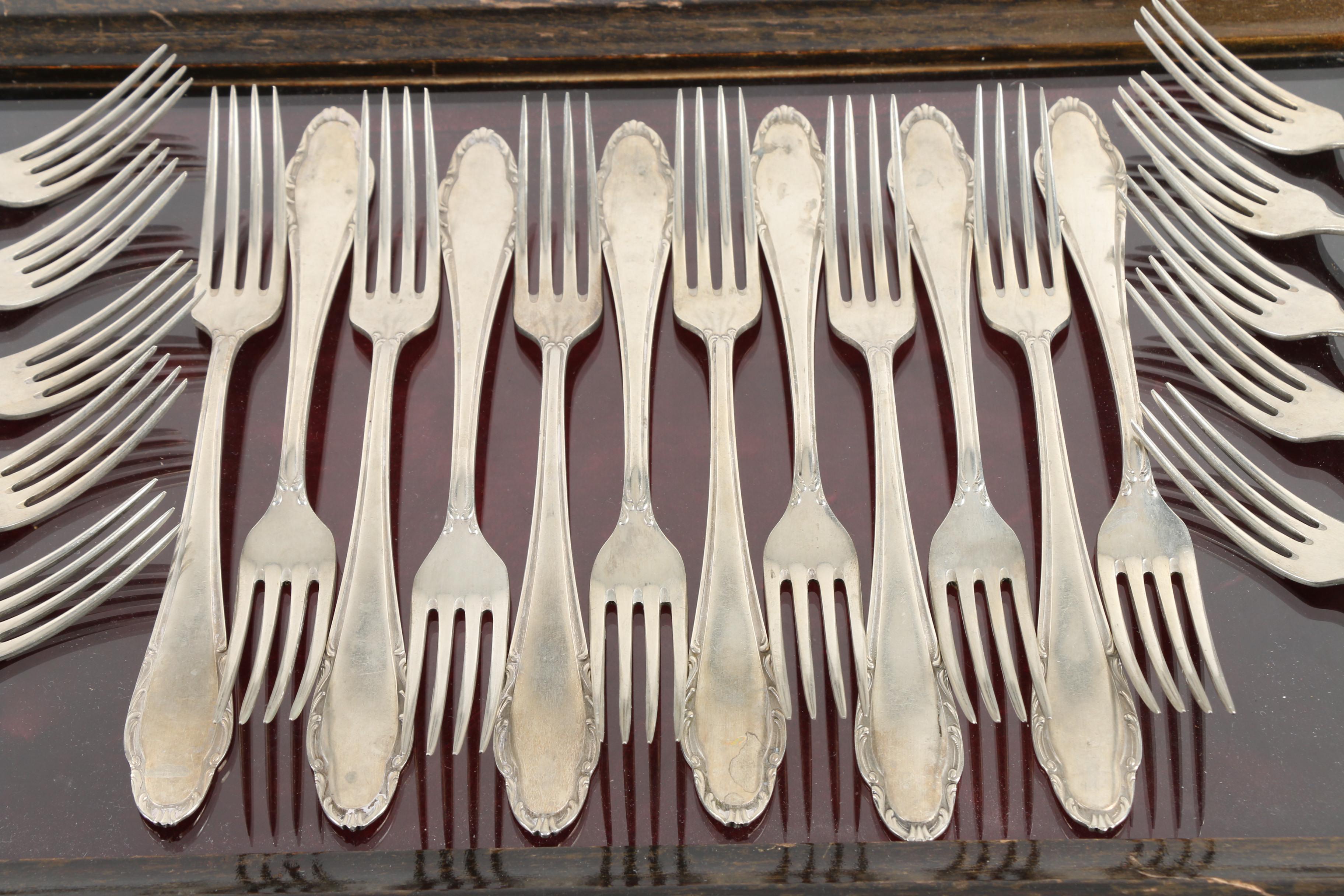 Wellner German Alpaca Silver Flatware Set with Chest