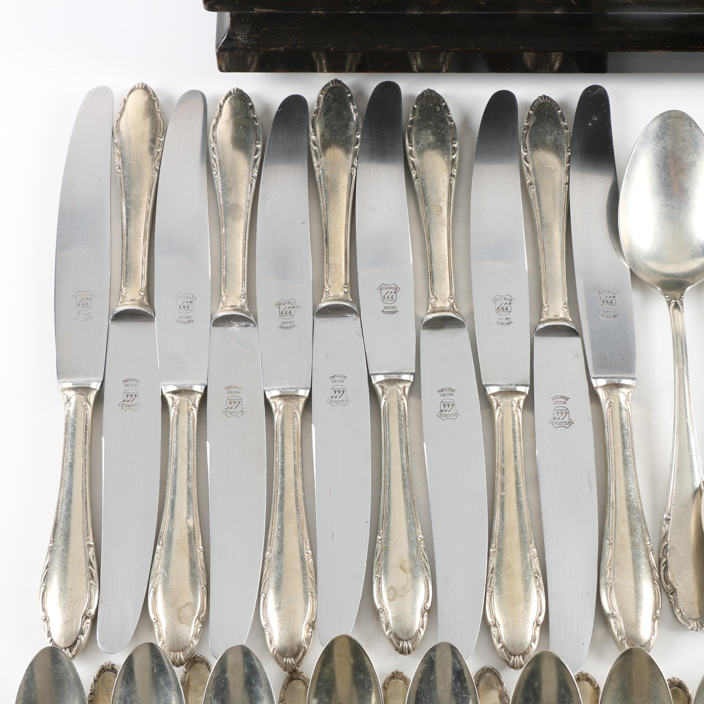 Wellner German Alpaca Silver Flatware Set with Chest