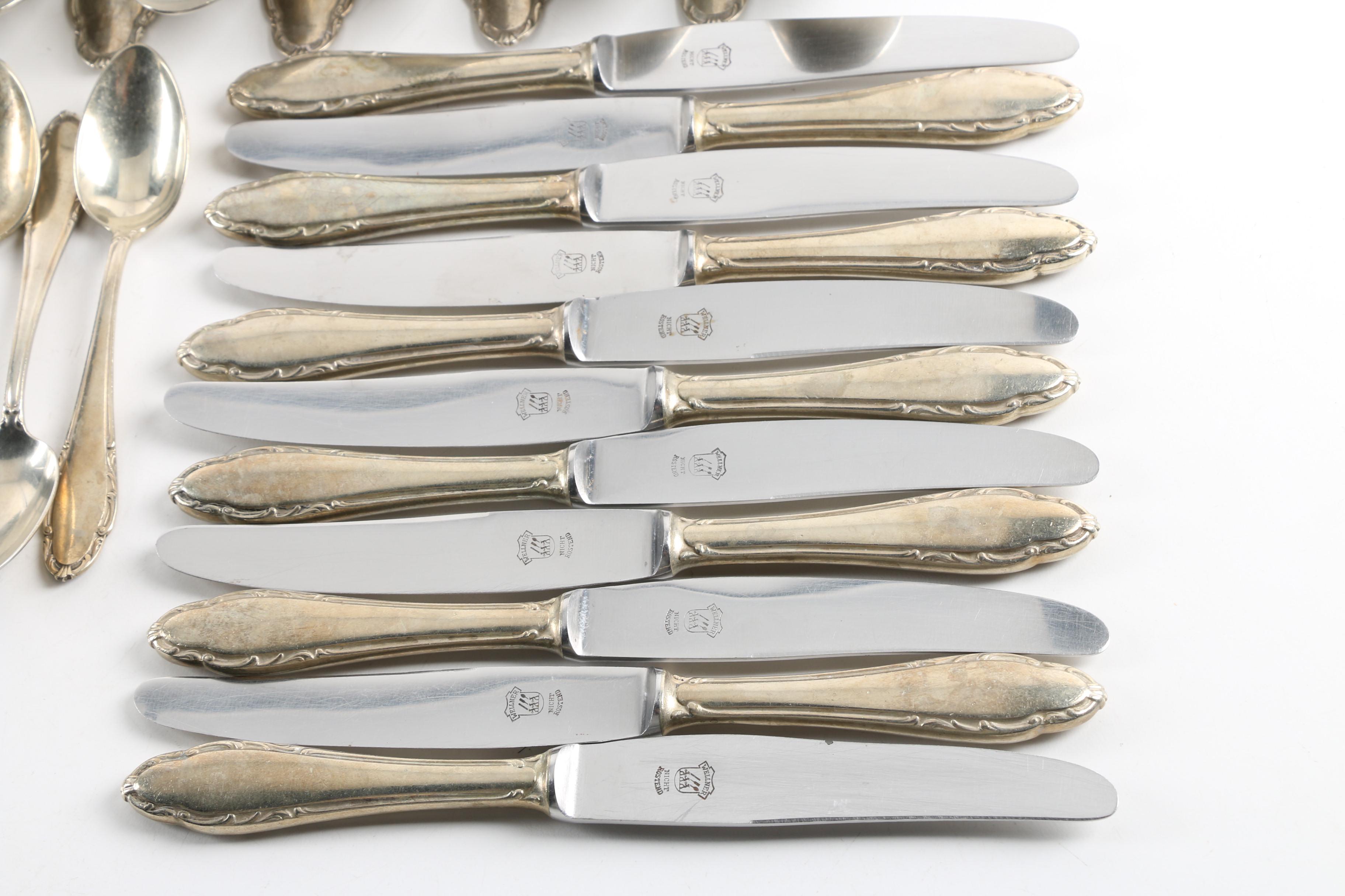 Wellner German Alpaca Silver Flatware Set with Chest