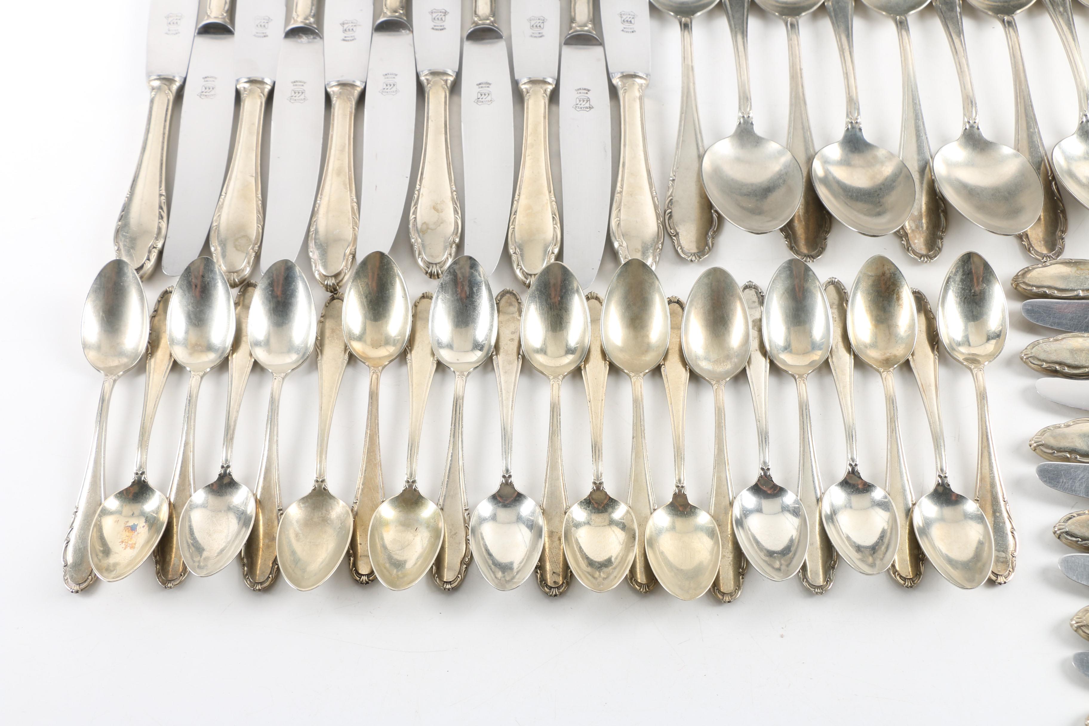 Wellner German Alpaca Silver Flatware Set with Chest