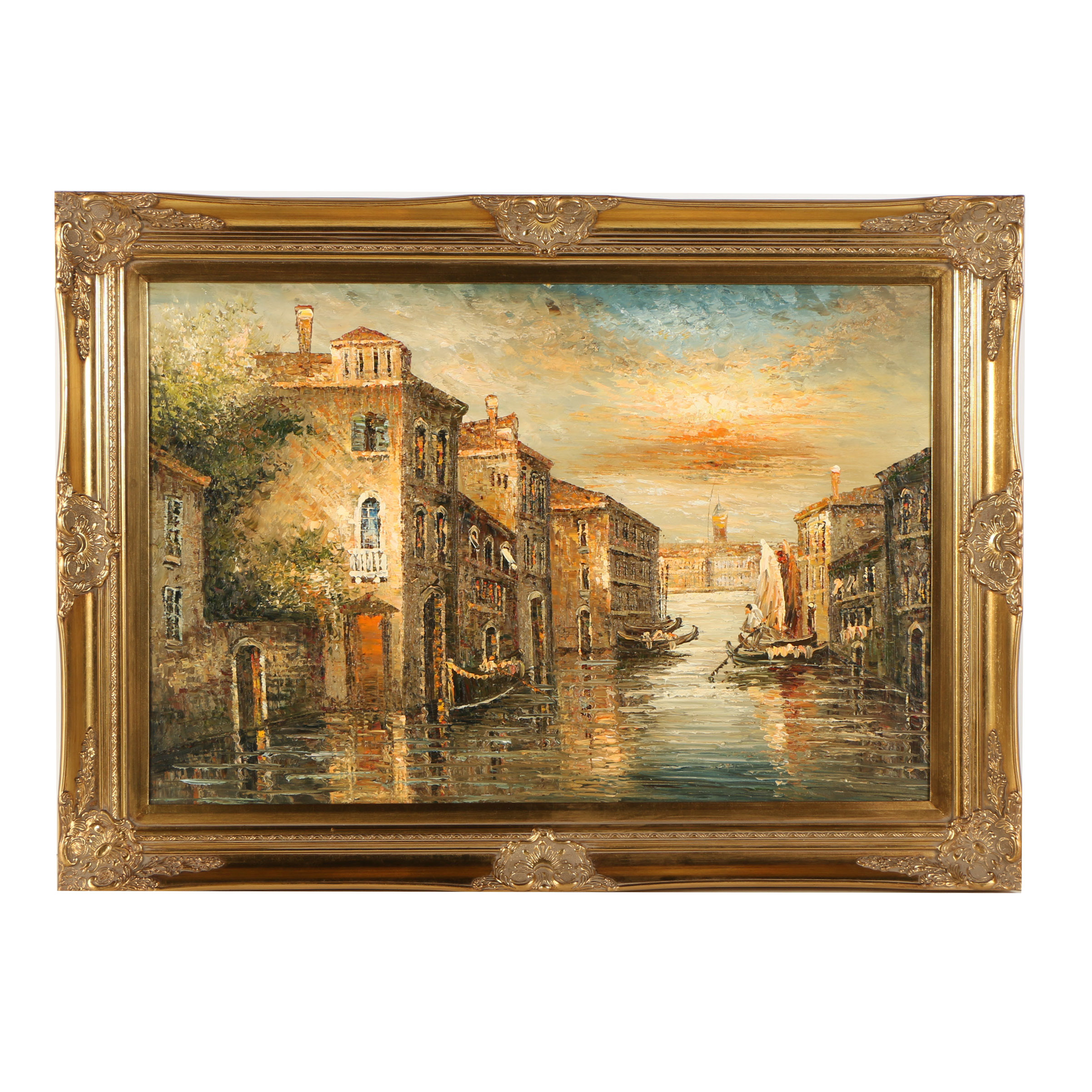 Mid-20th-Century Oil Painting "Venetian Sunset"