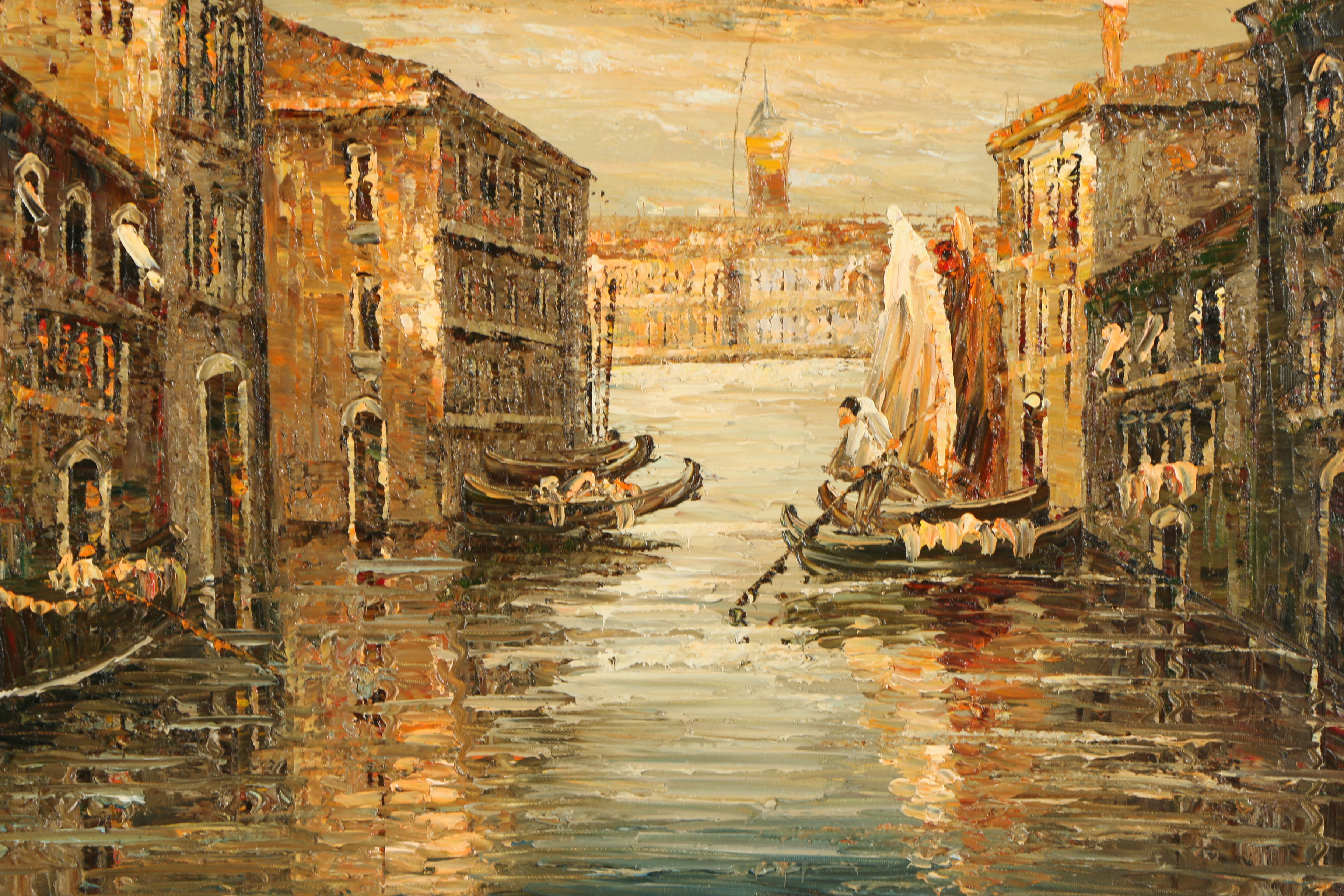 Mid-20th-Century Oil Painting "Venetian Sunset"