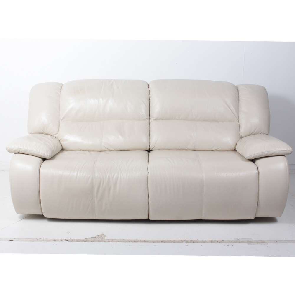Ivory Leather Recliner Sofa