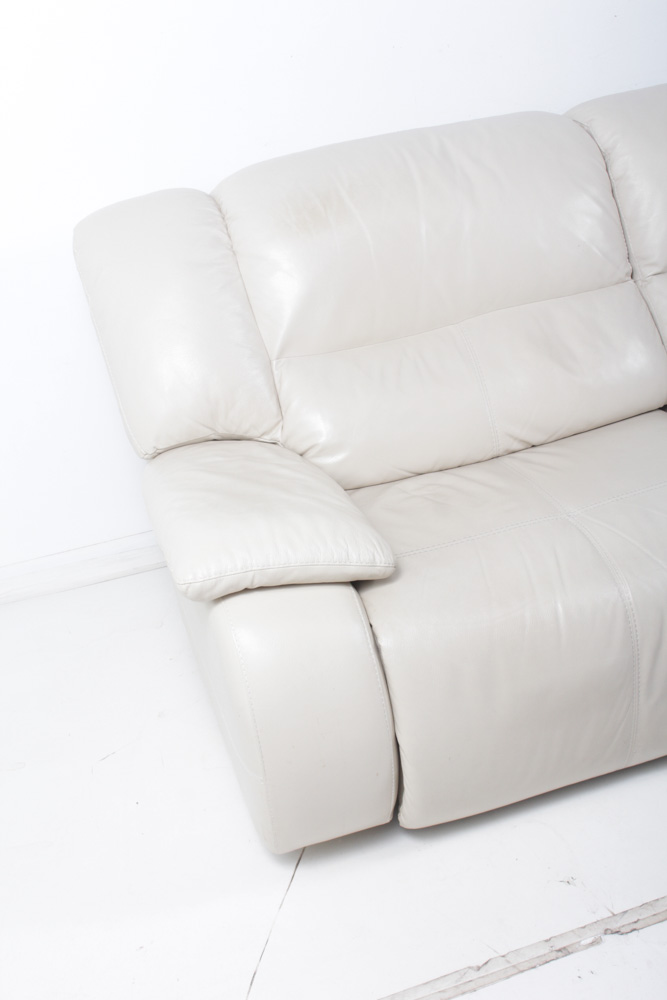 Ivory Leather Recliner Sofa