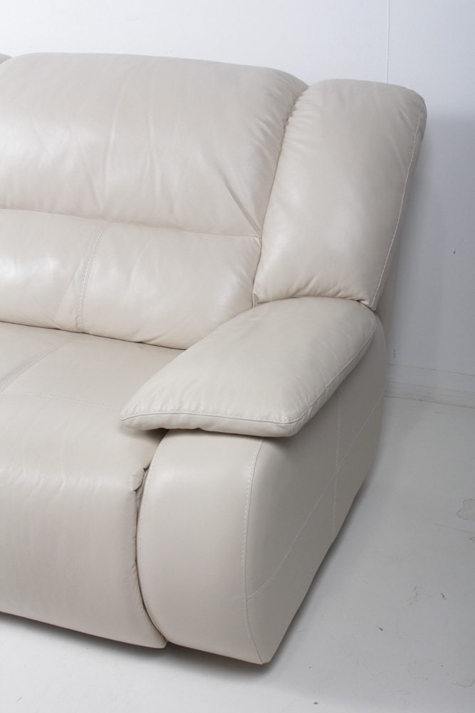 Ivory Leather Recliner Sofa