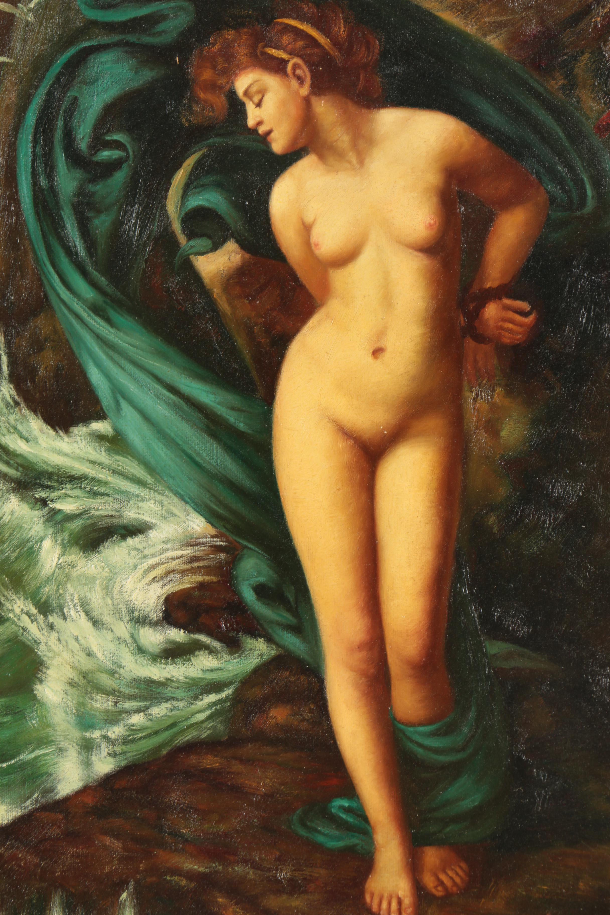 Austin Copy Oil Painting After Edward Poynter's "Andromeda"