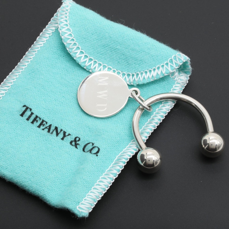 Tiffany & Co. Sterling Silver Round Tag and Key Ring