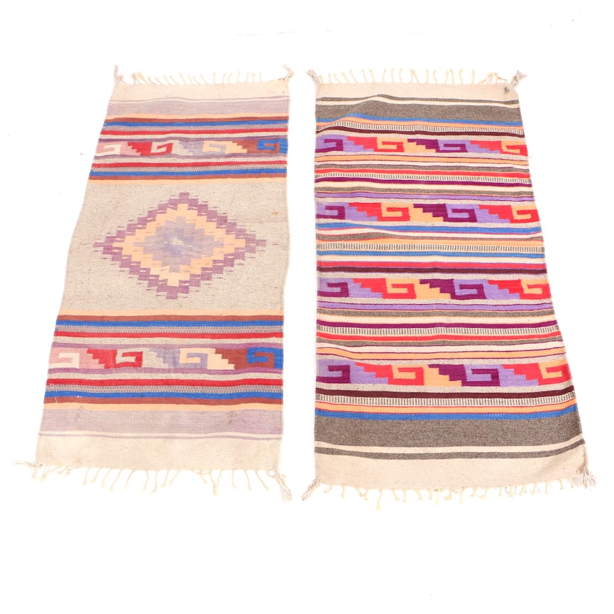 Handwoven Southwestern Style Wool Accent Rugs or Saddle Blankets