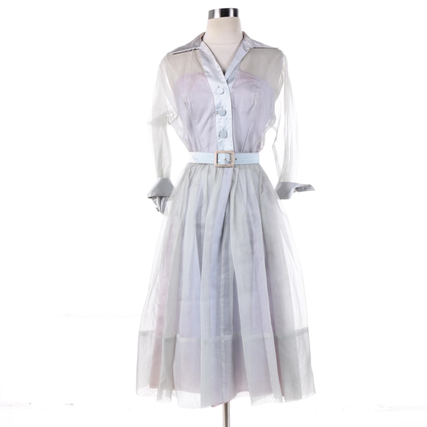 Circa 1950s Vintage Fit N' Flare Shirtwaist Dress